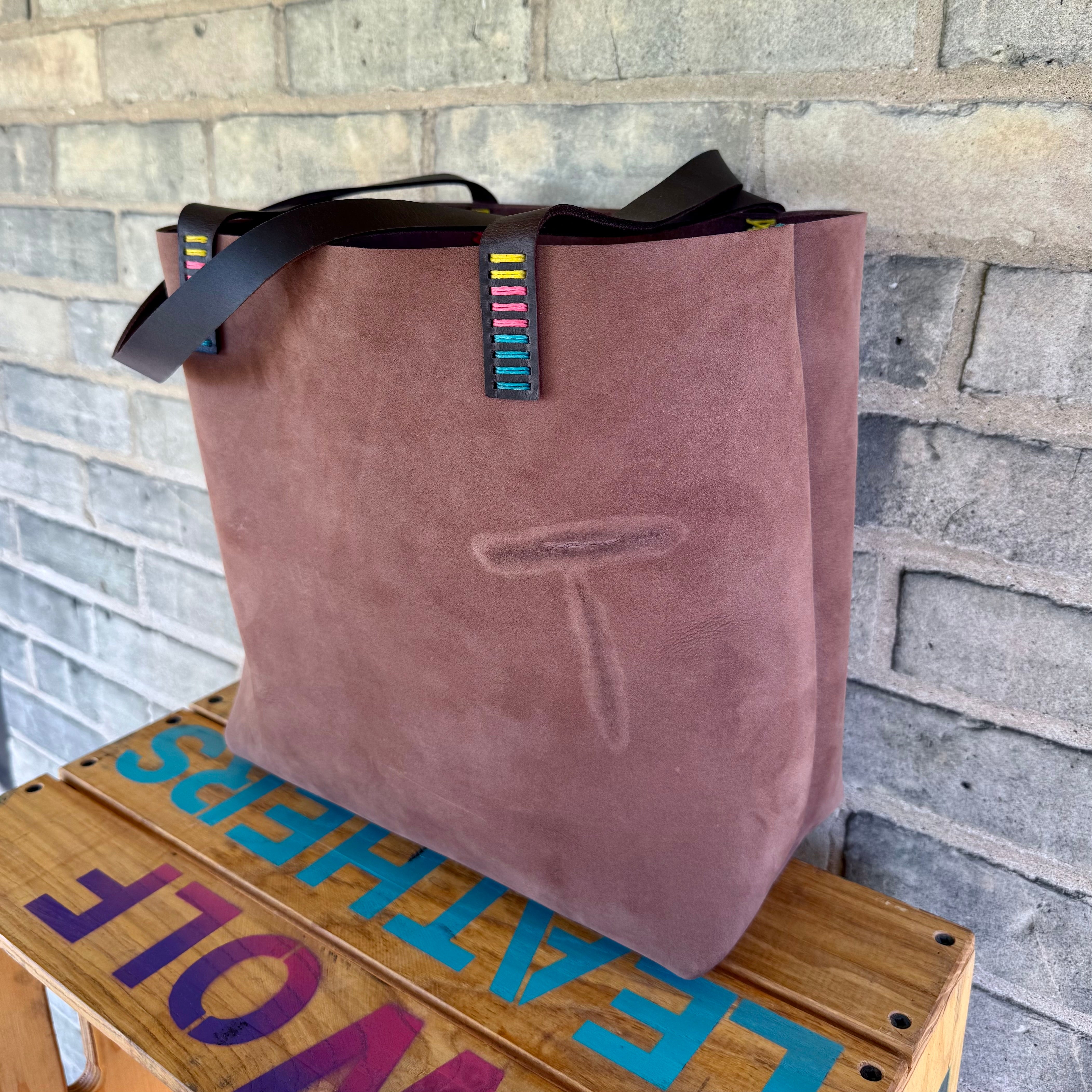 Branded Leather Tote Bag