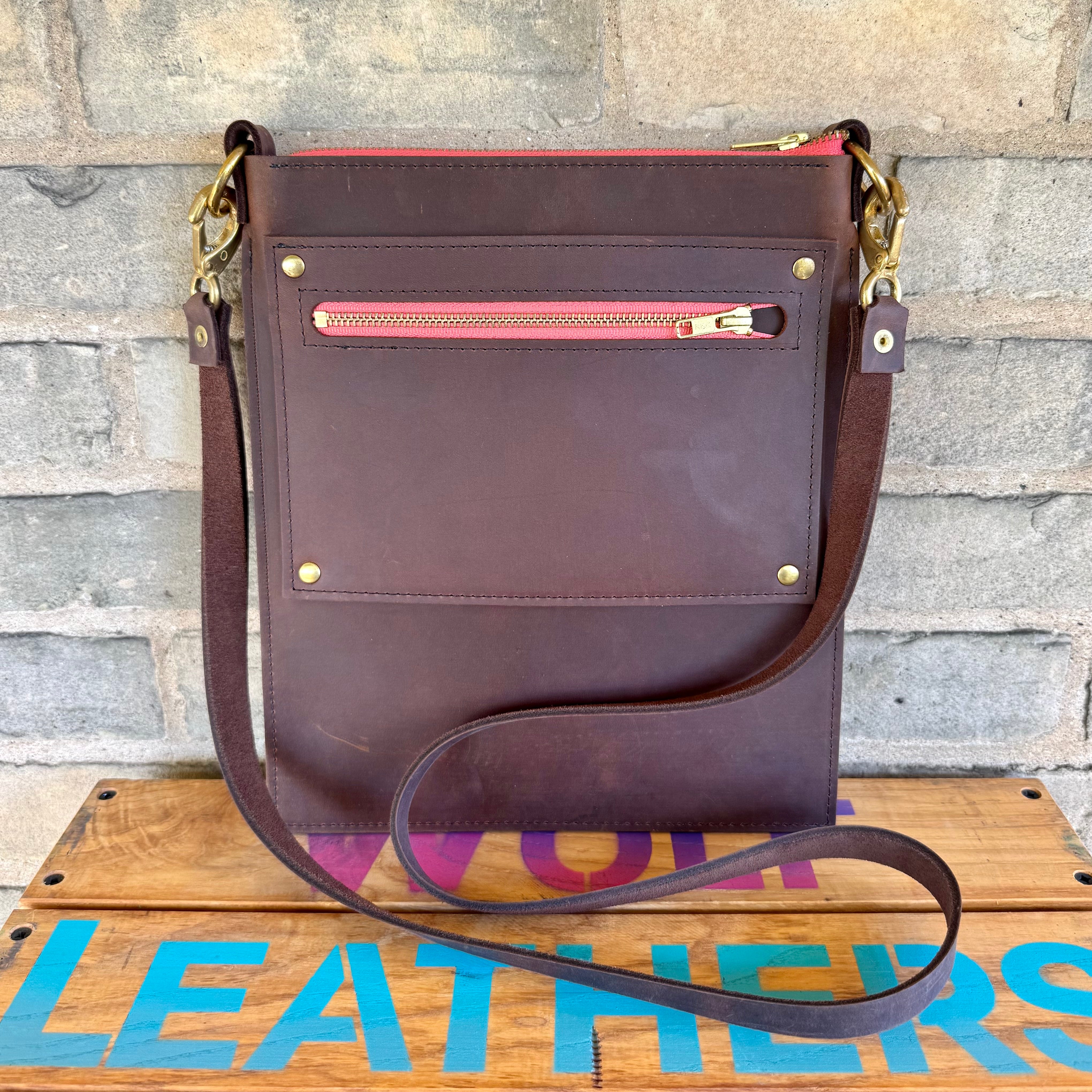 Vertical Zipper Crossbody Bag