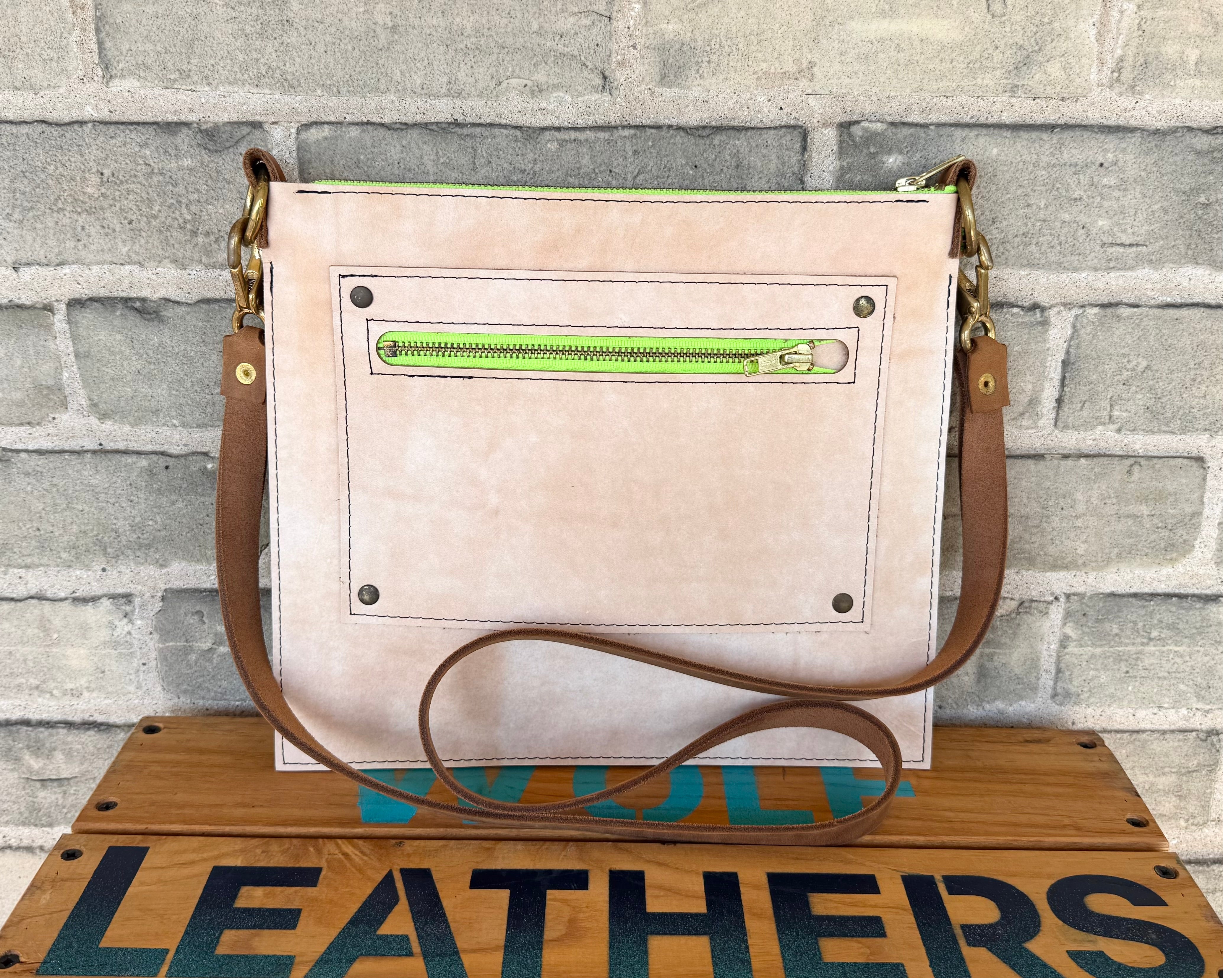 Branded Zipper Crossbody Bag