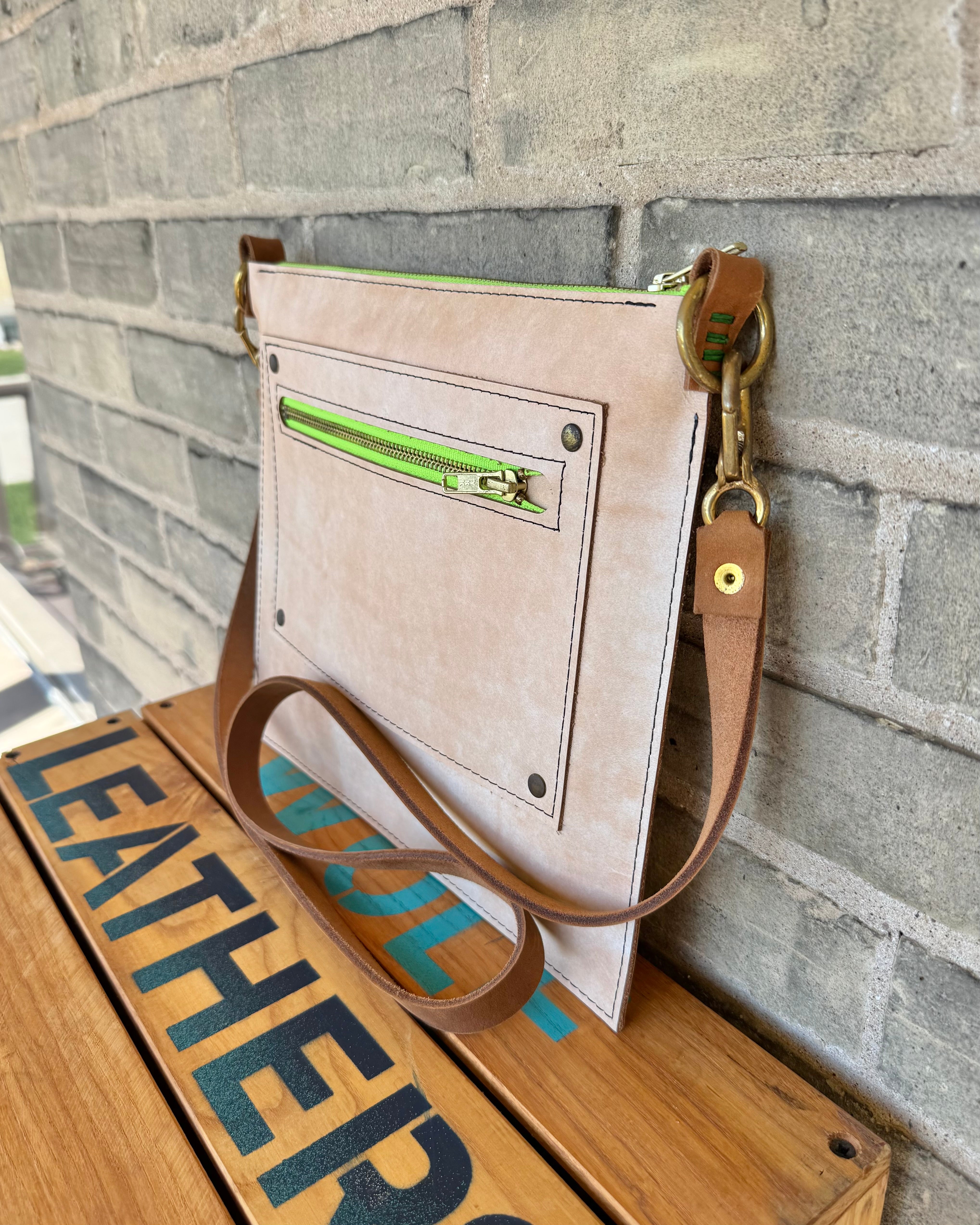 Branded Zipper Crossbody Bag