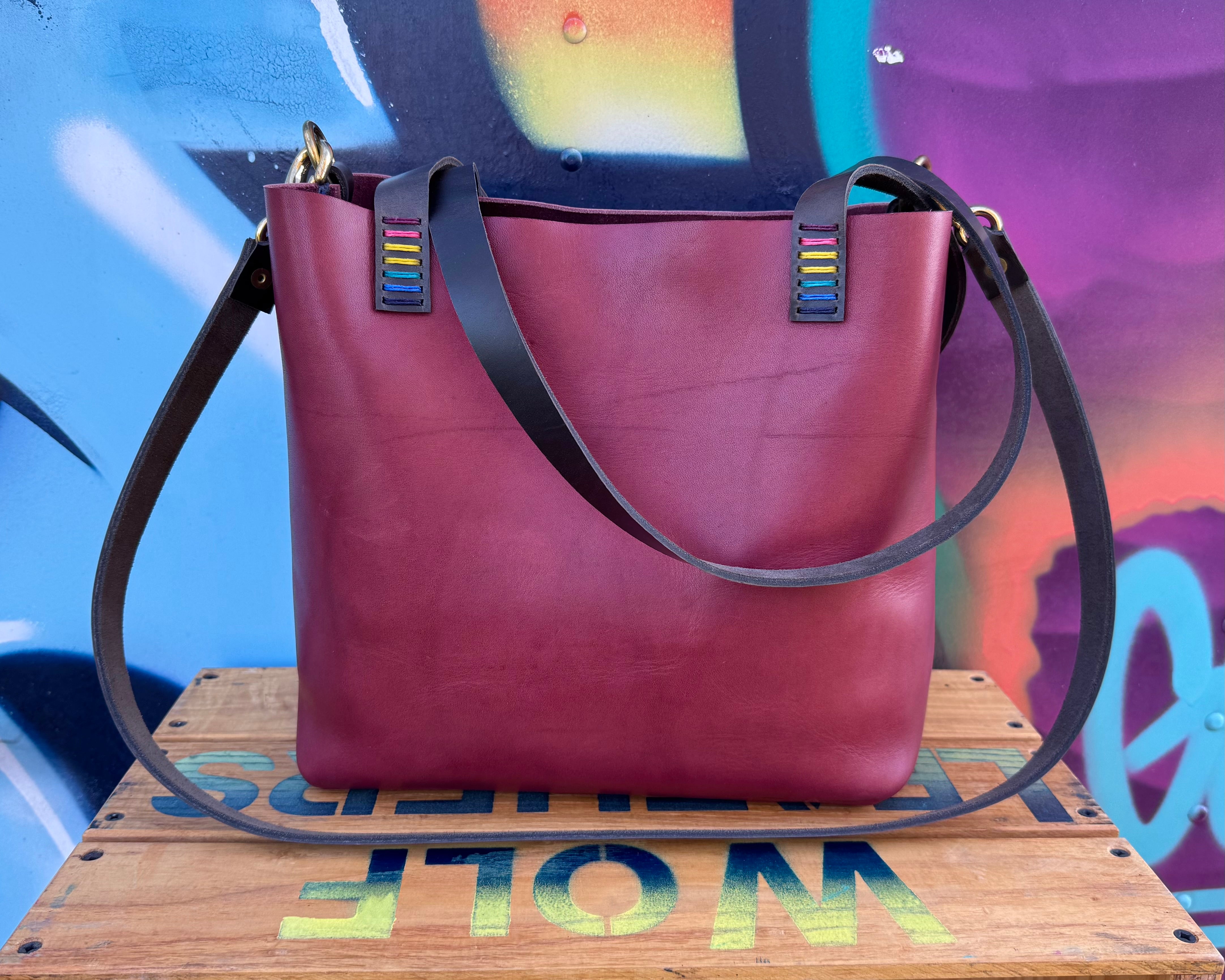 Mini Leather Crossbody Tote Bag