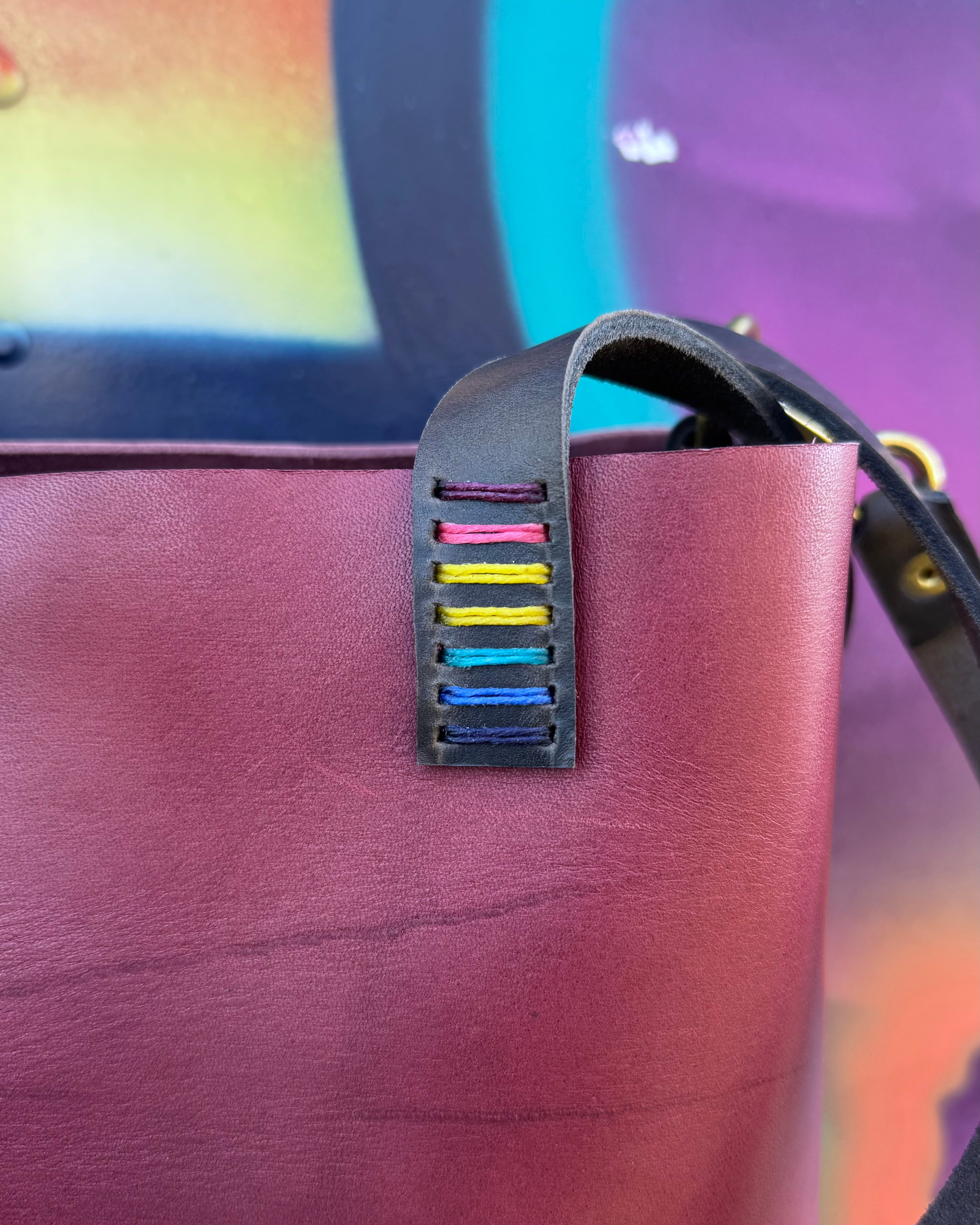 Mini Leather Crossbody Tote Bag