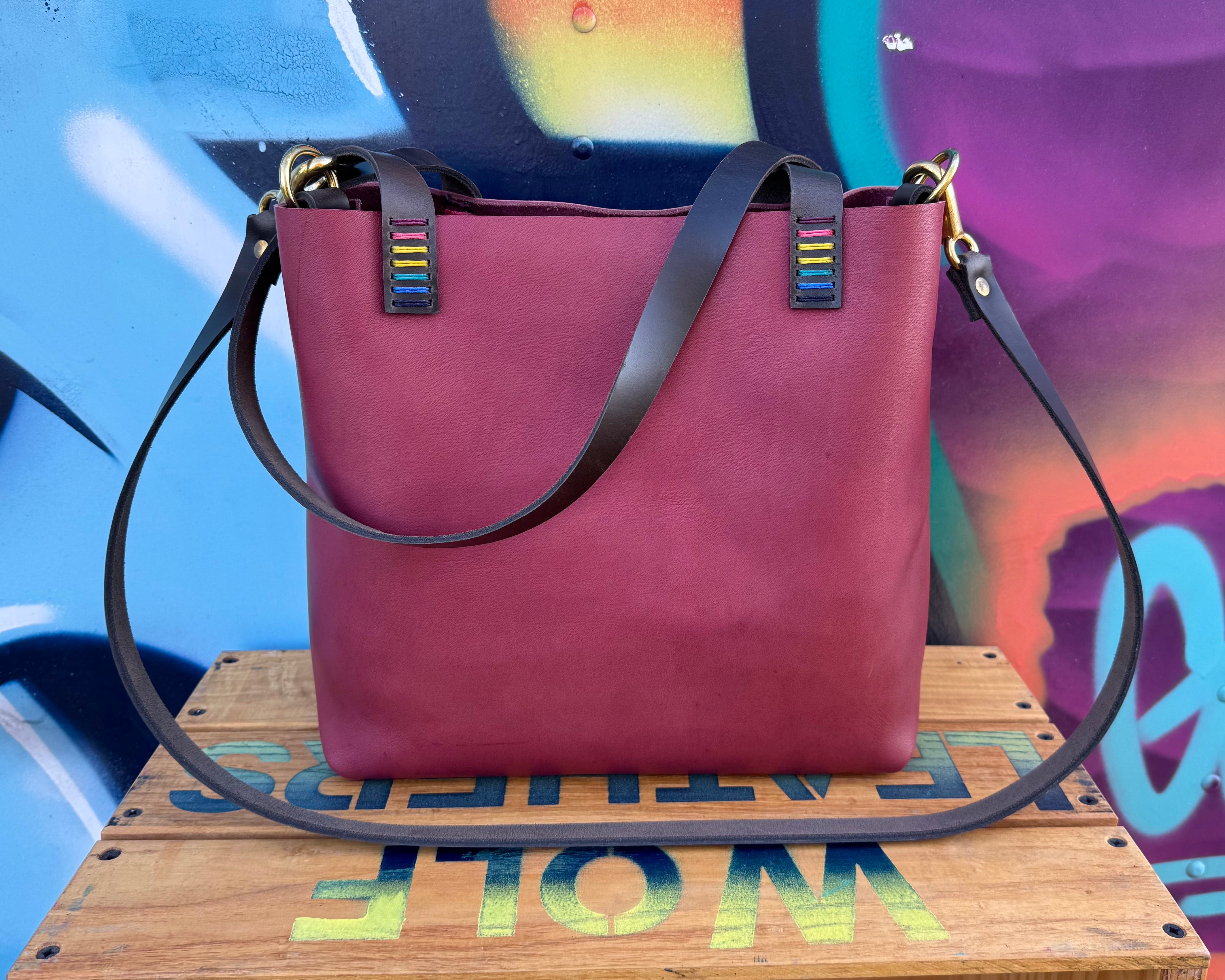 Mini Leather Crossbody Tote Bag