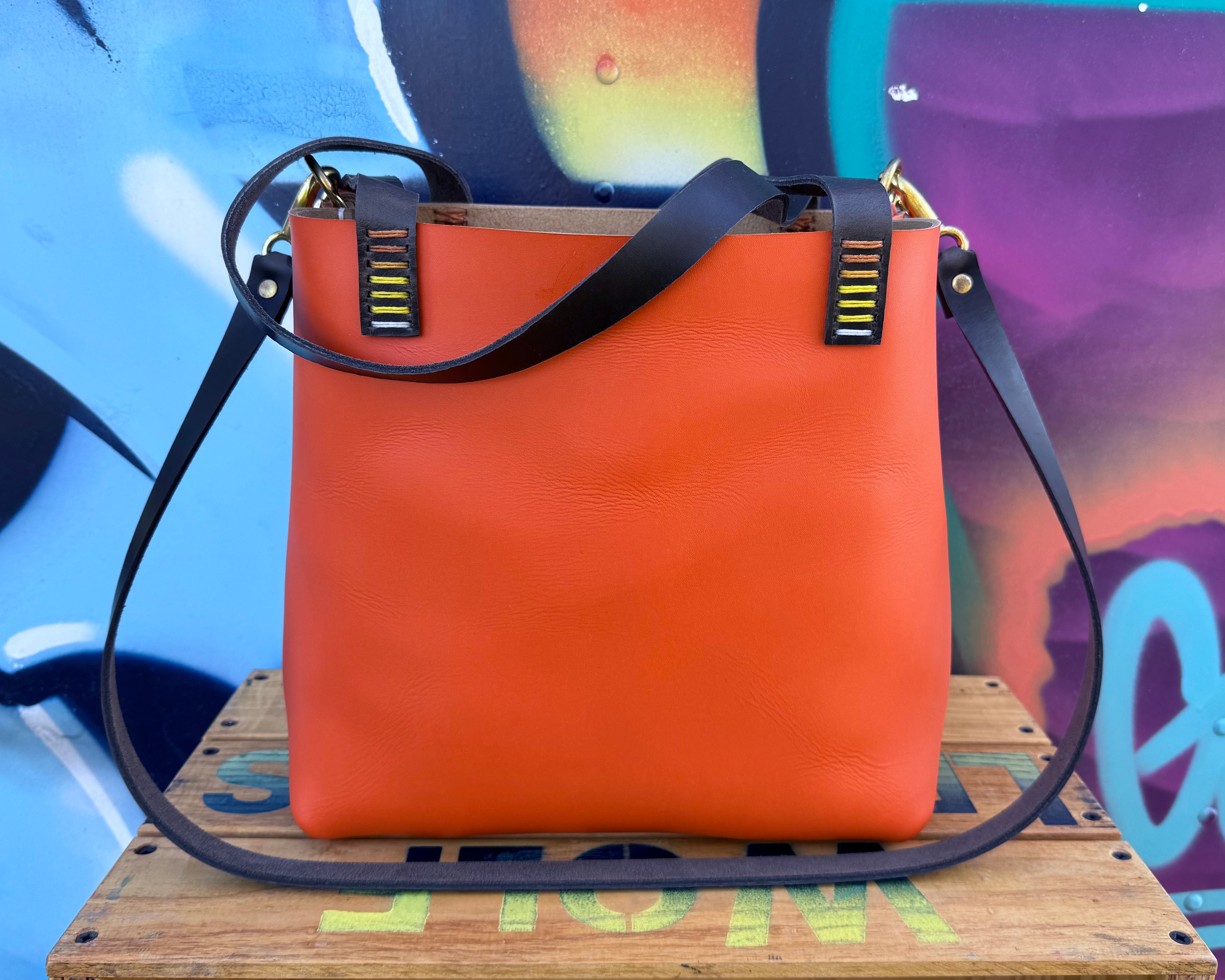 Mini Leather Crossbody Tote Bag