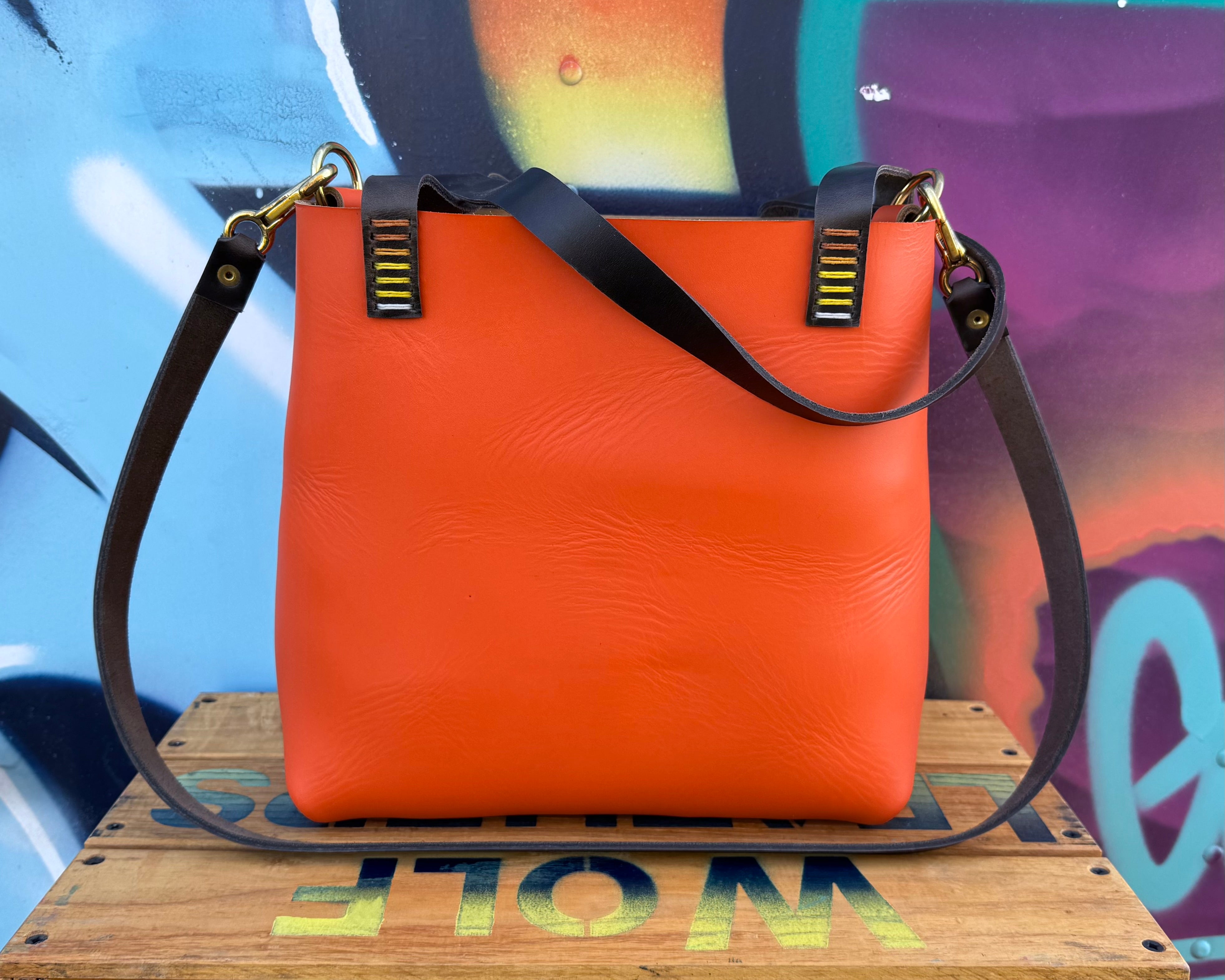 Mini Leather Crossbody Tote Bag