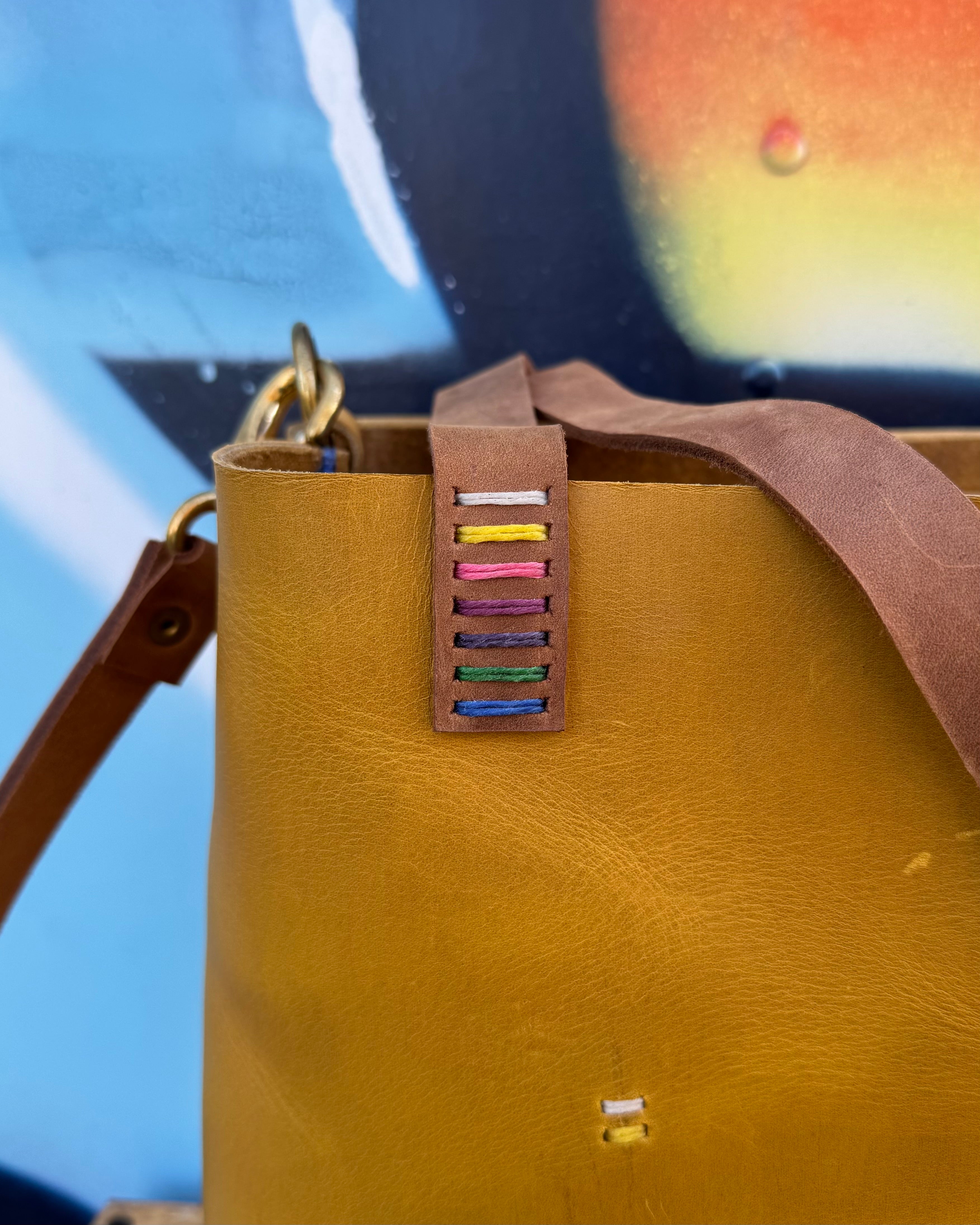 Mini Leather Crossbody Tote Bag