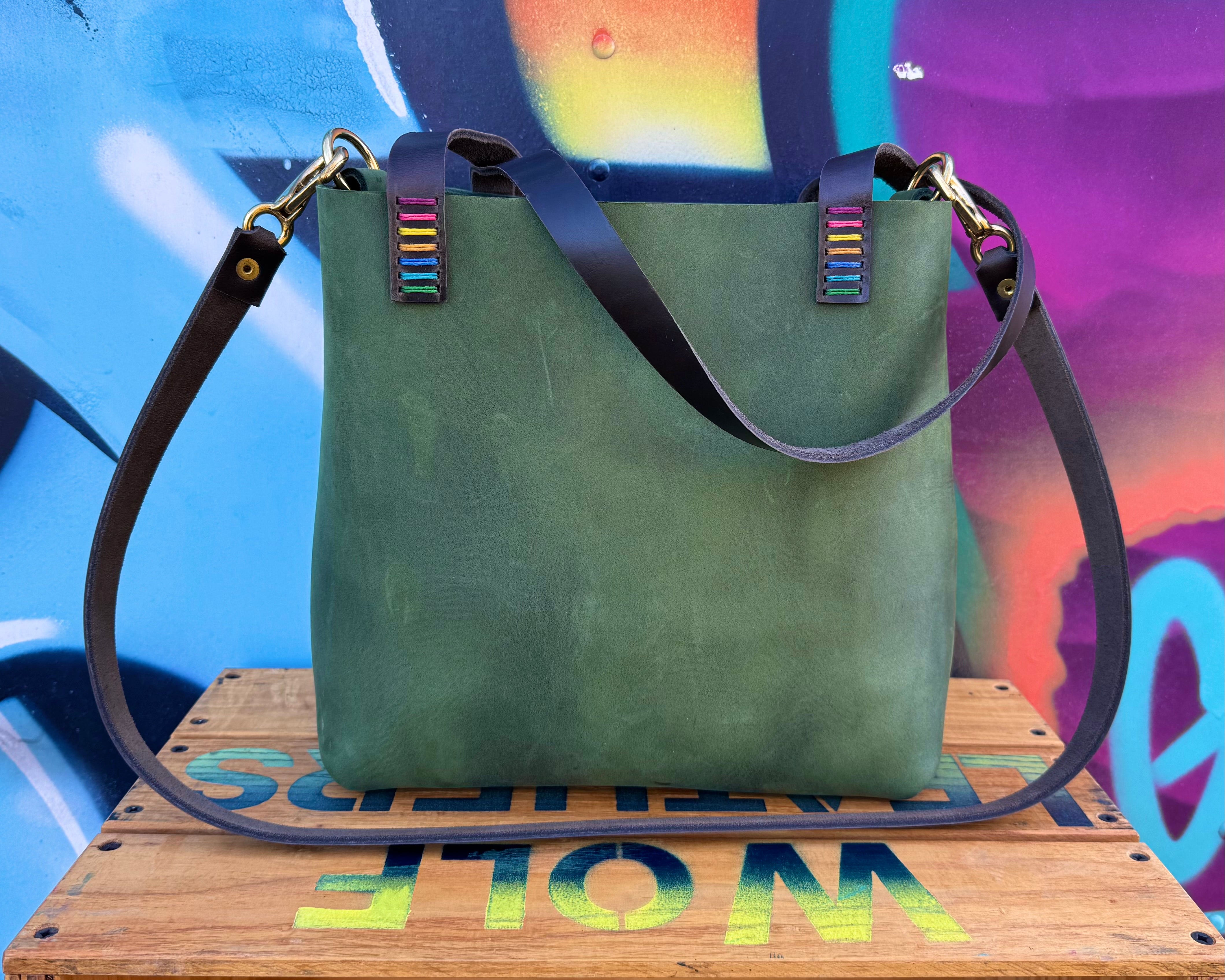 Mini Leather Crossbody Tote Bag