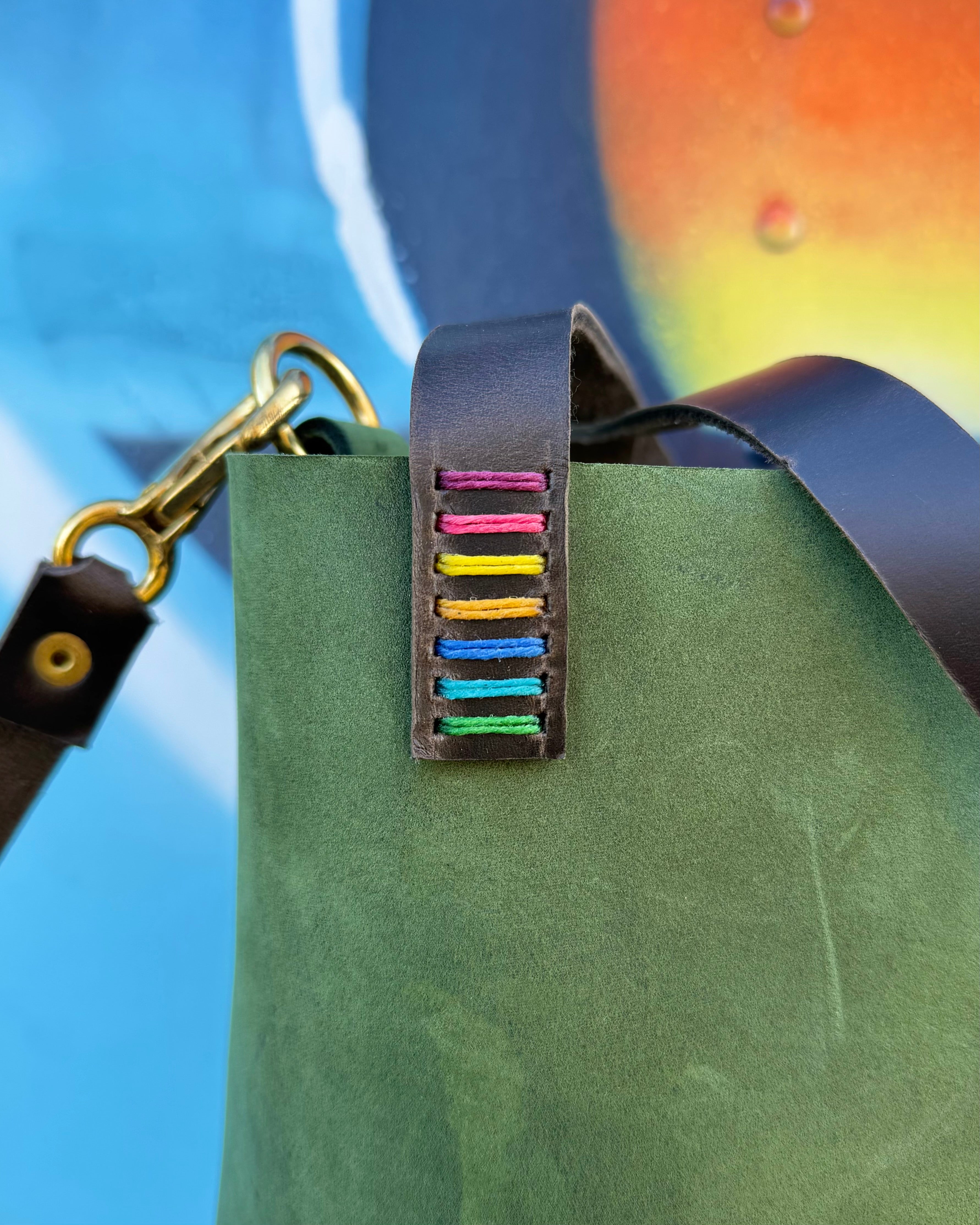 Mini Leather Crossbody Tote Bag