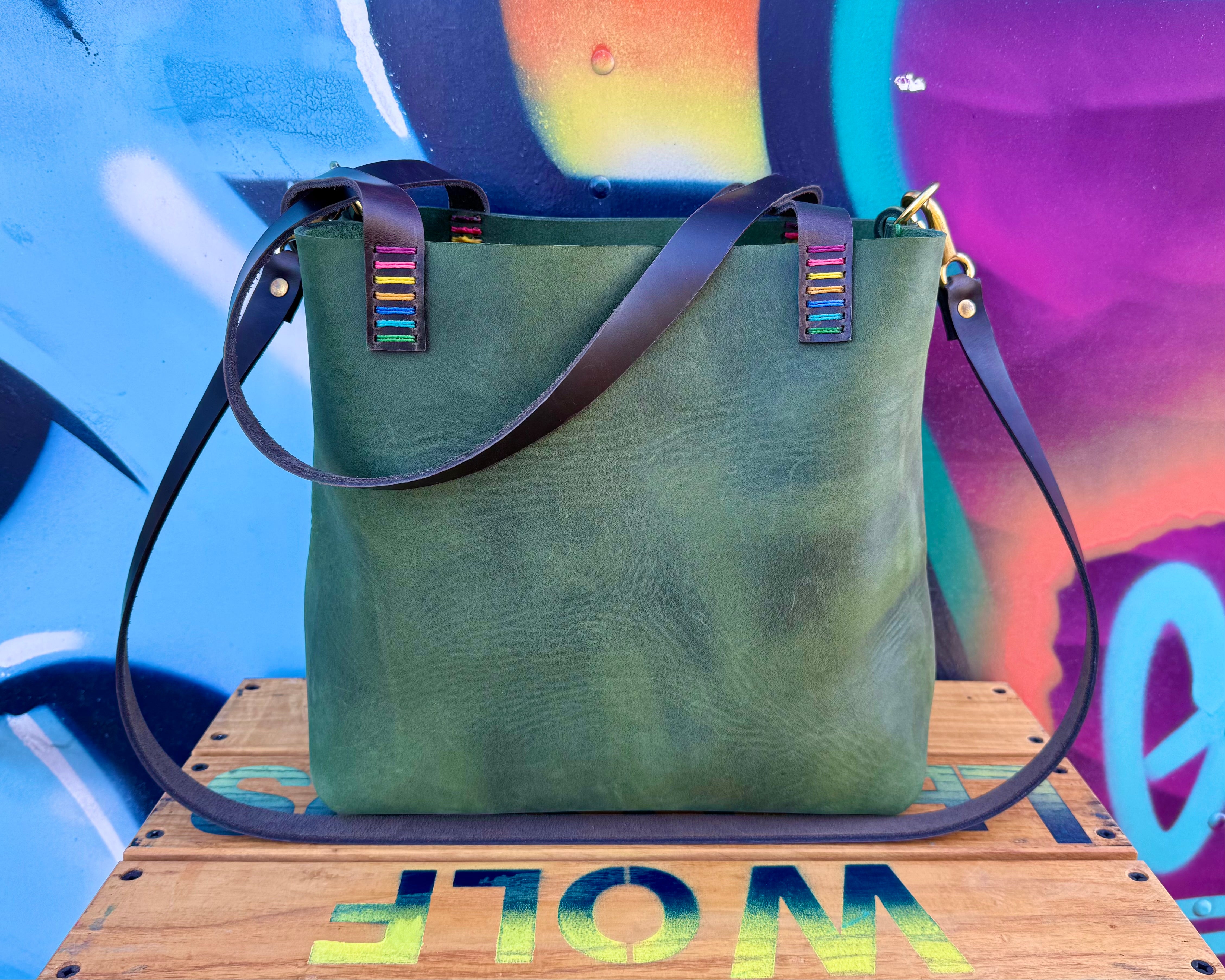 Mini Leather Crossbody Tote Bag