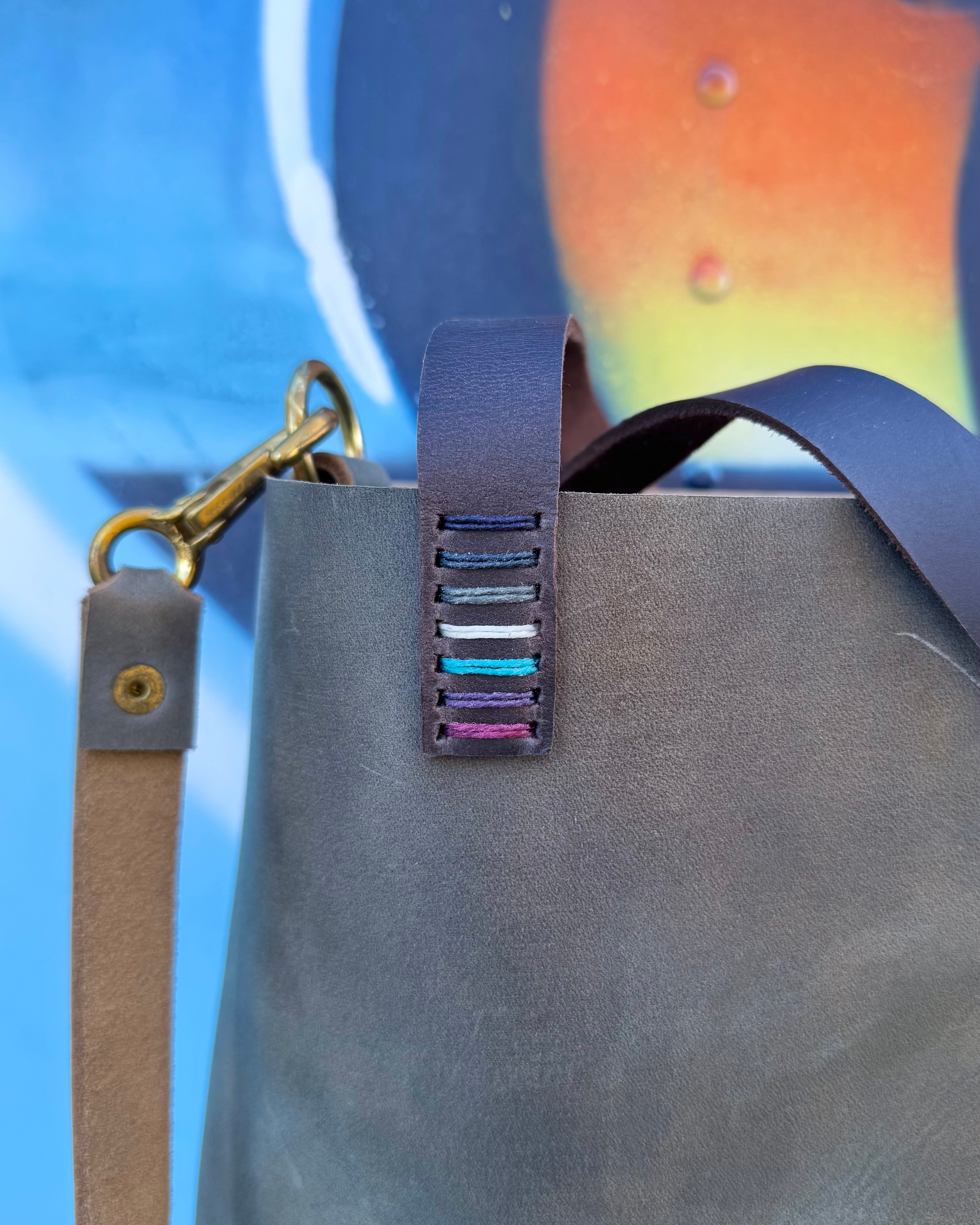 Mini Leather Crossbody Tote Bag