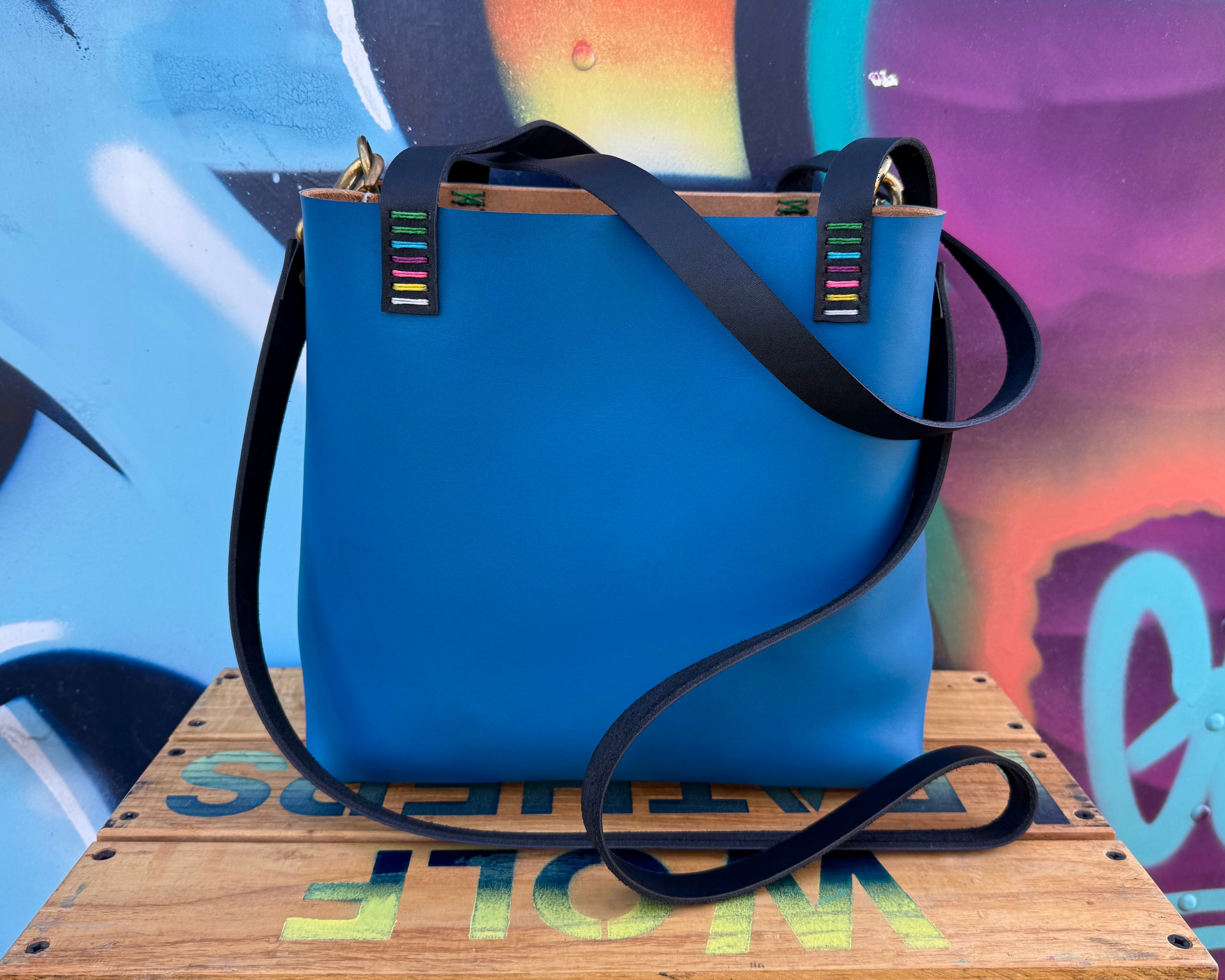 Mini Leather Crossbody Tote Bag