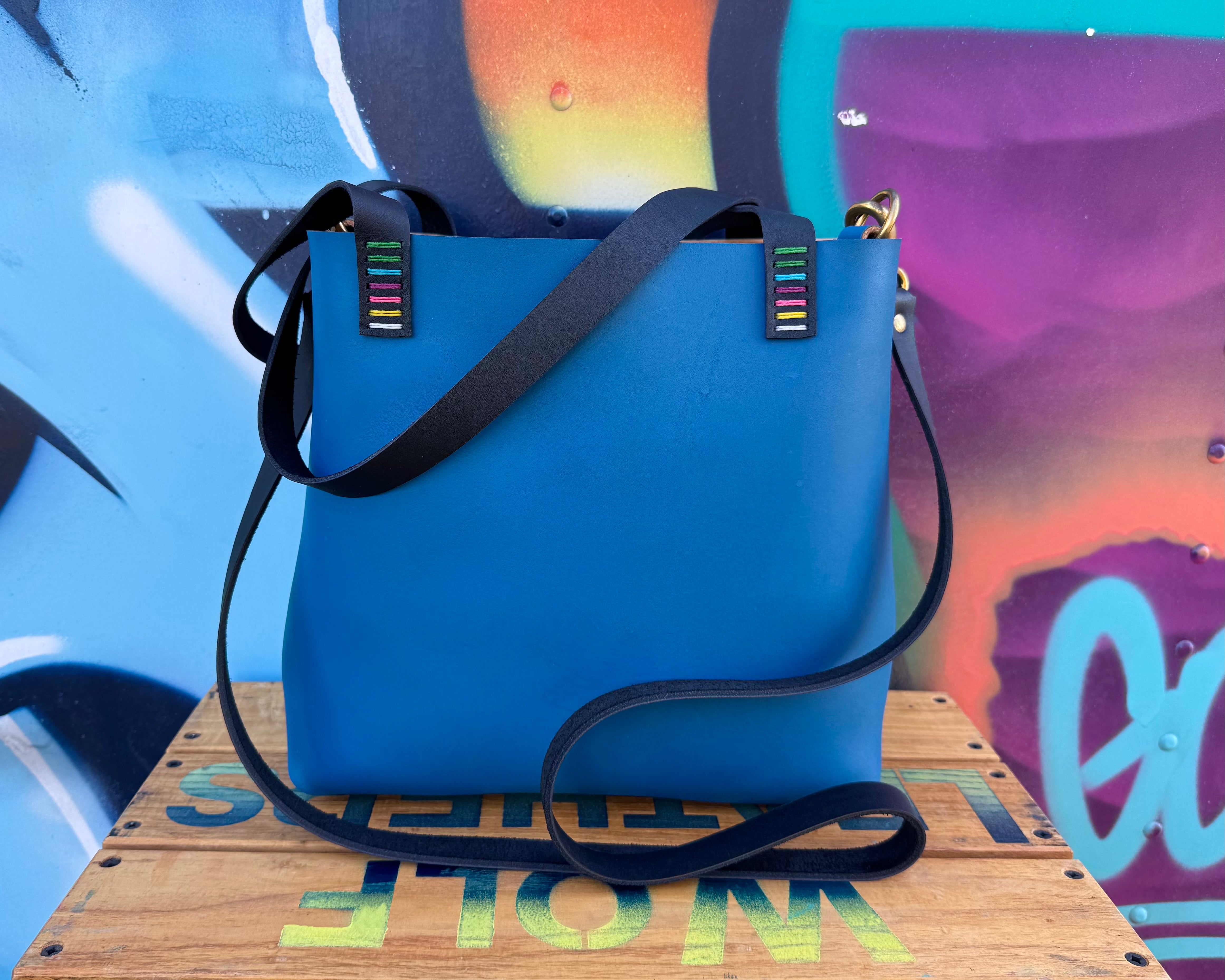 Mini Leather Crossbody Tote Bag