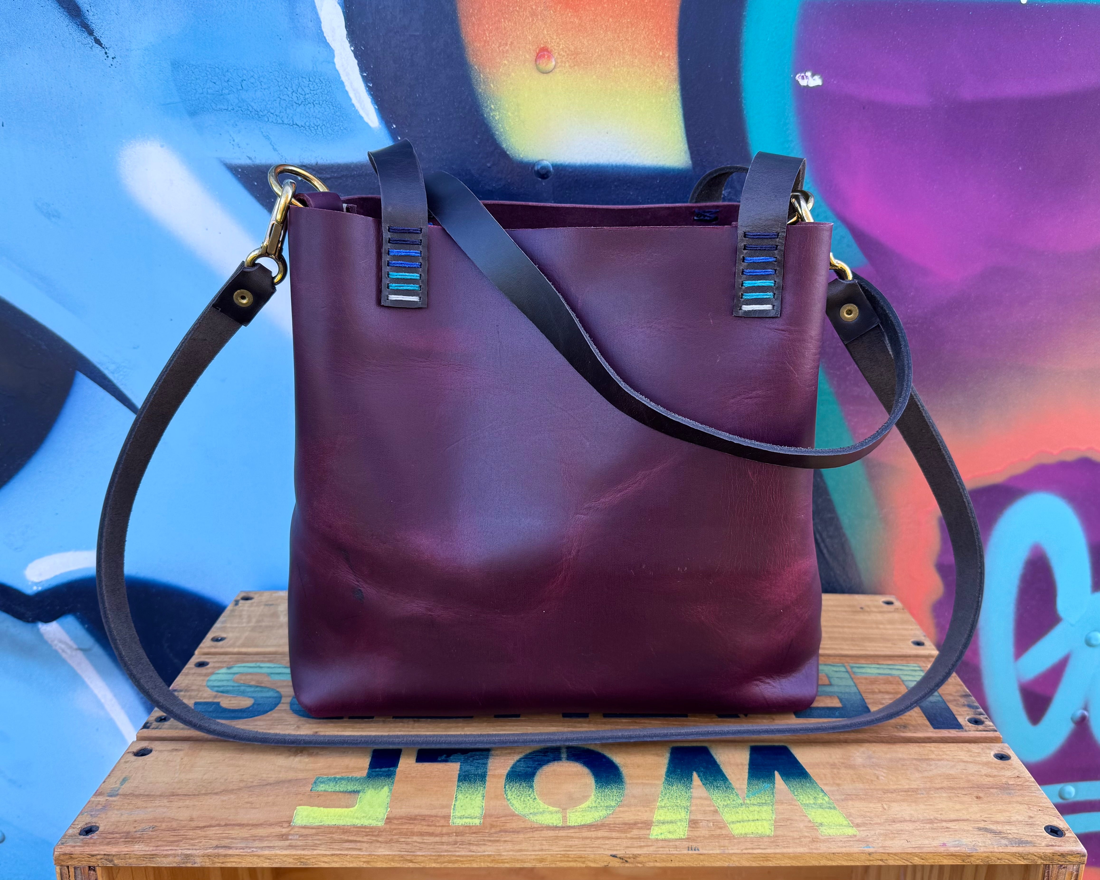 Mini Leather Crossbody Tote Bag