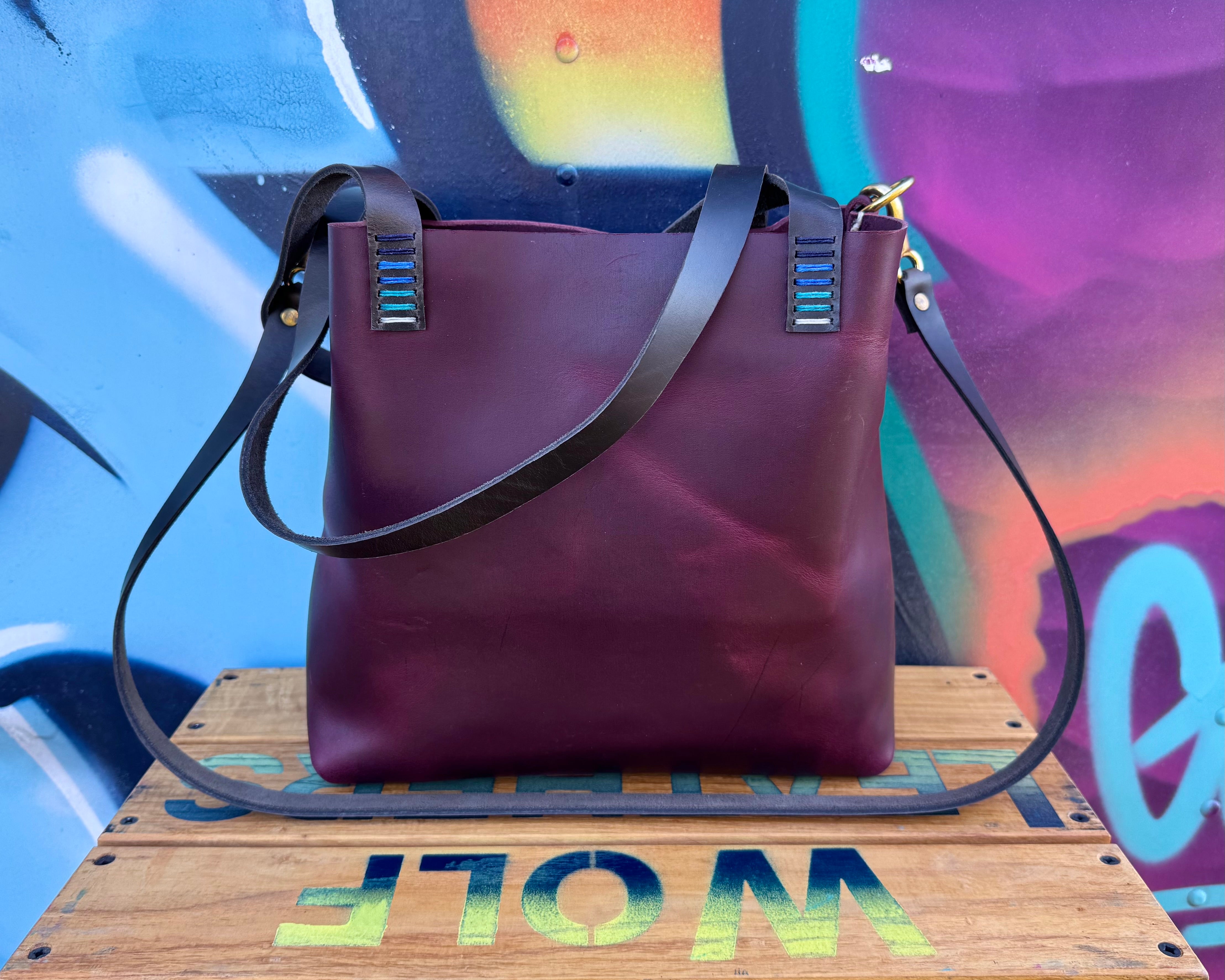 Mini Leather Crossbody Tote Bag