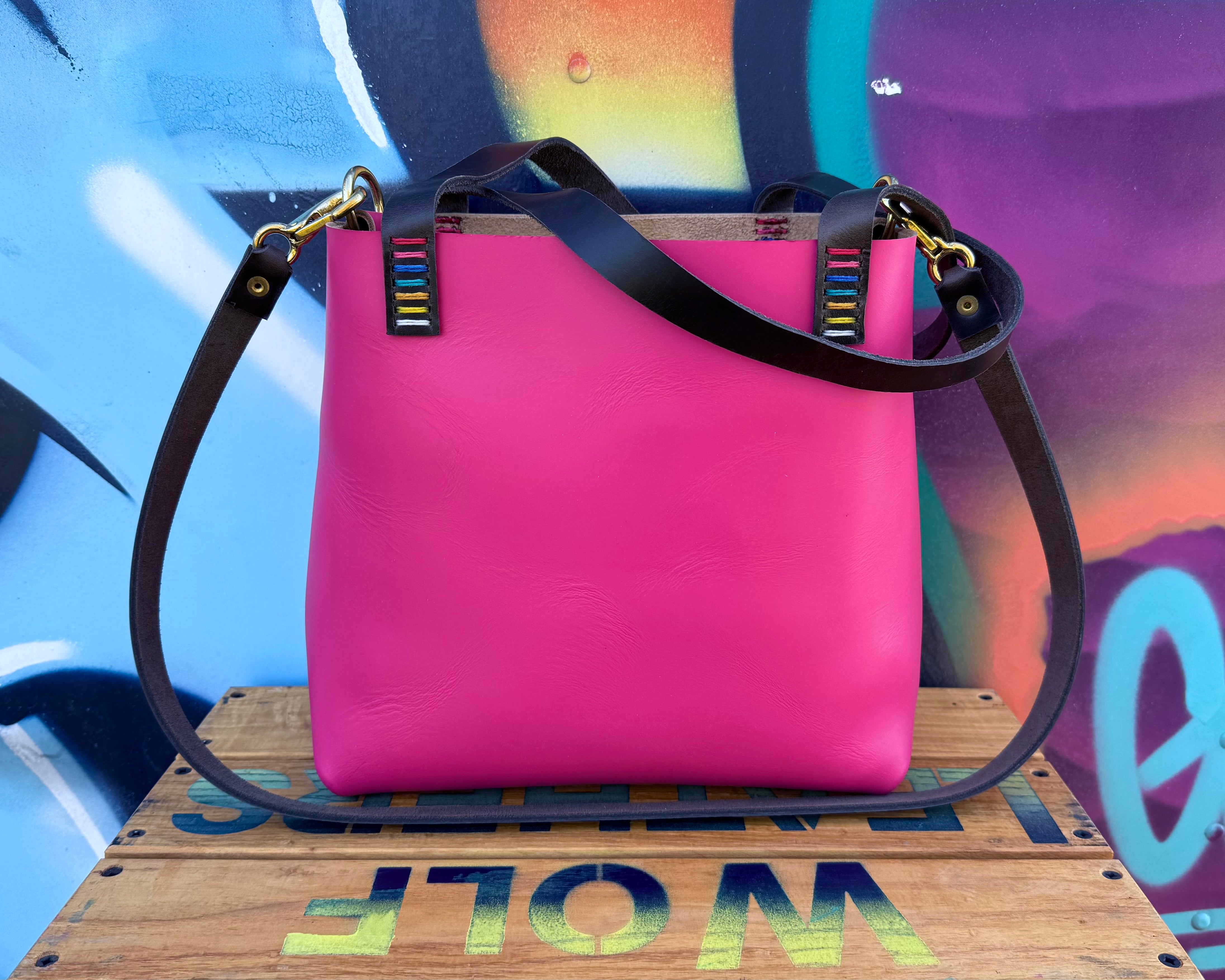 Mini Leather Crossbody Tote Bag