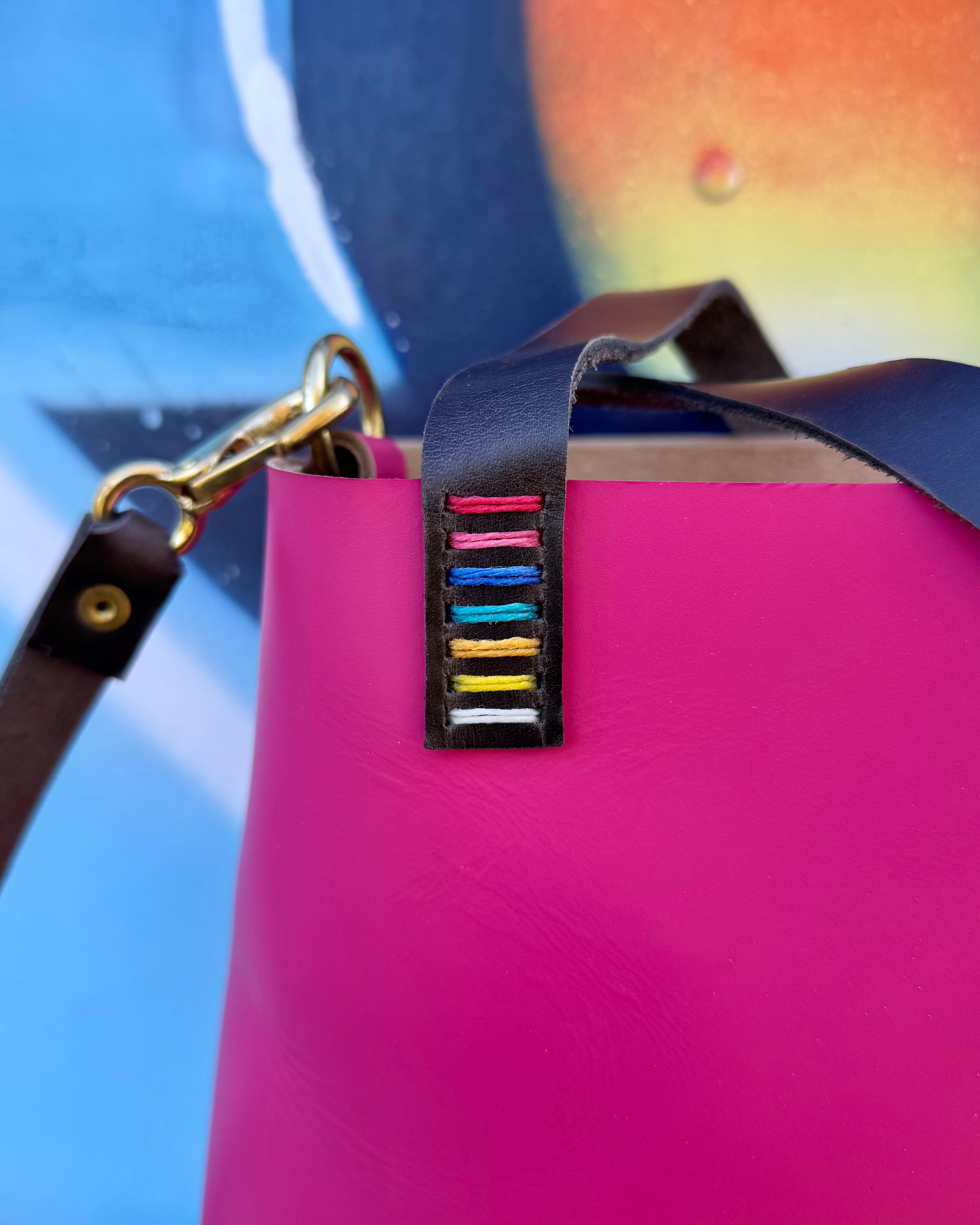 Mini Leather Crossbody Tote Bag