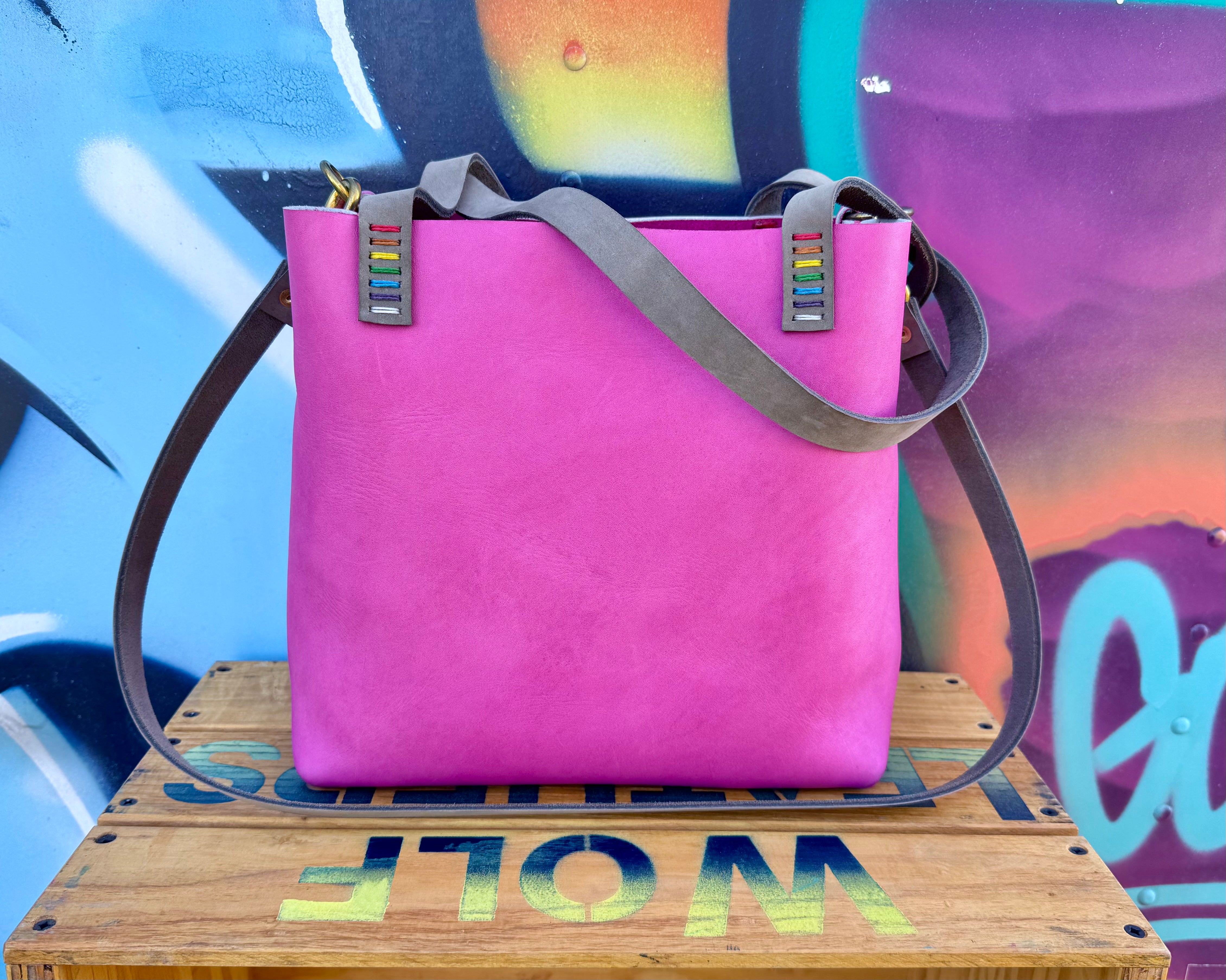 Mini Leather Crossbody Tote Bag