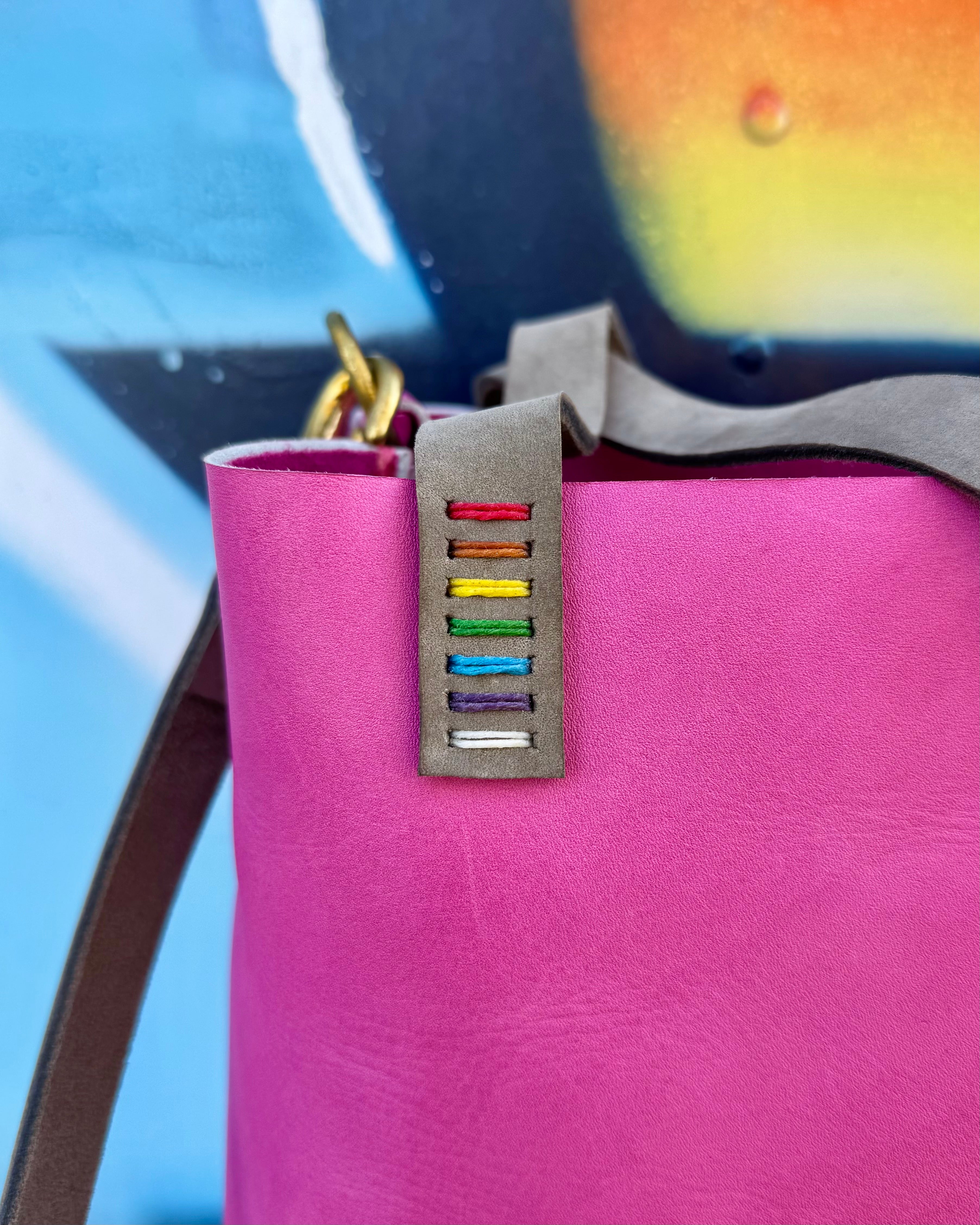 Mini Leather Crossbody Tote Bag