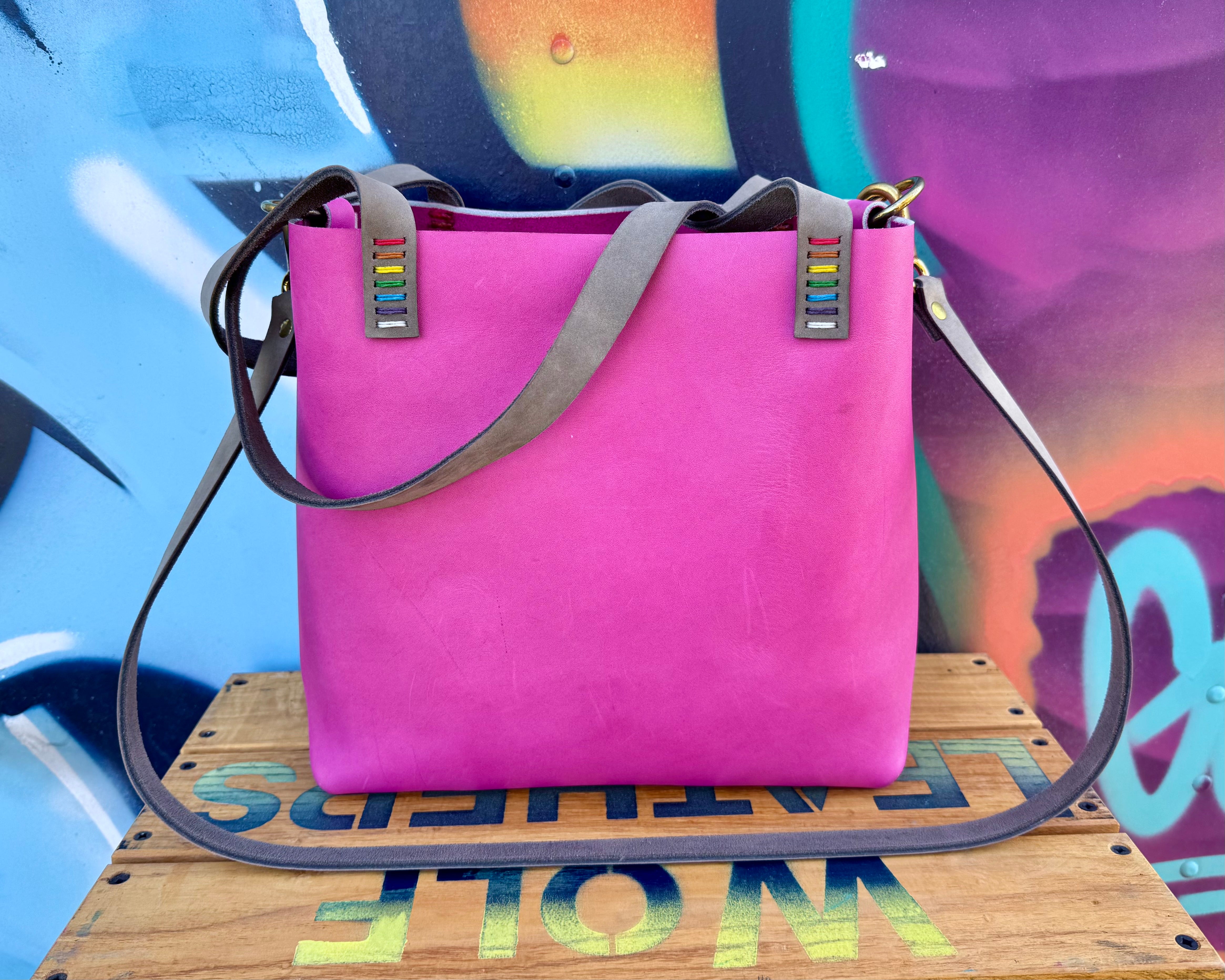 Mini Leather Crossbody Tote Bag