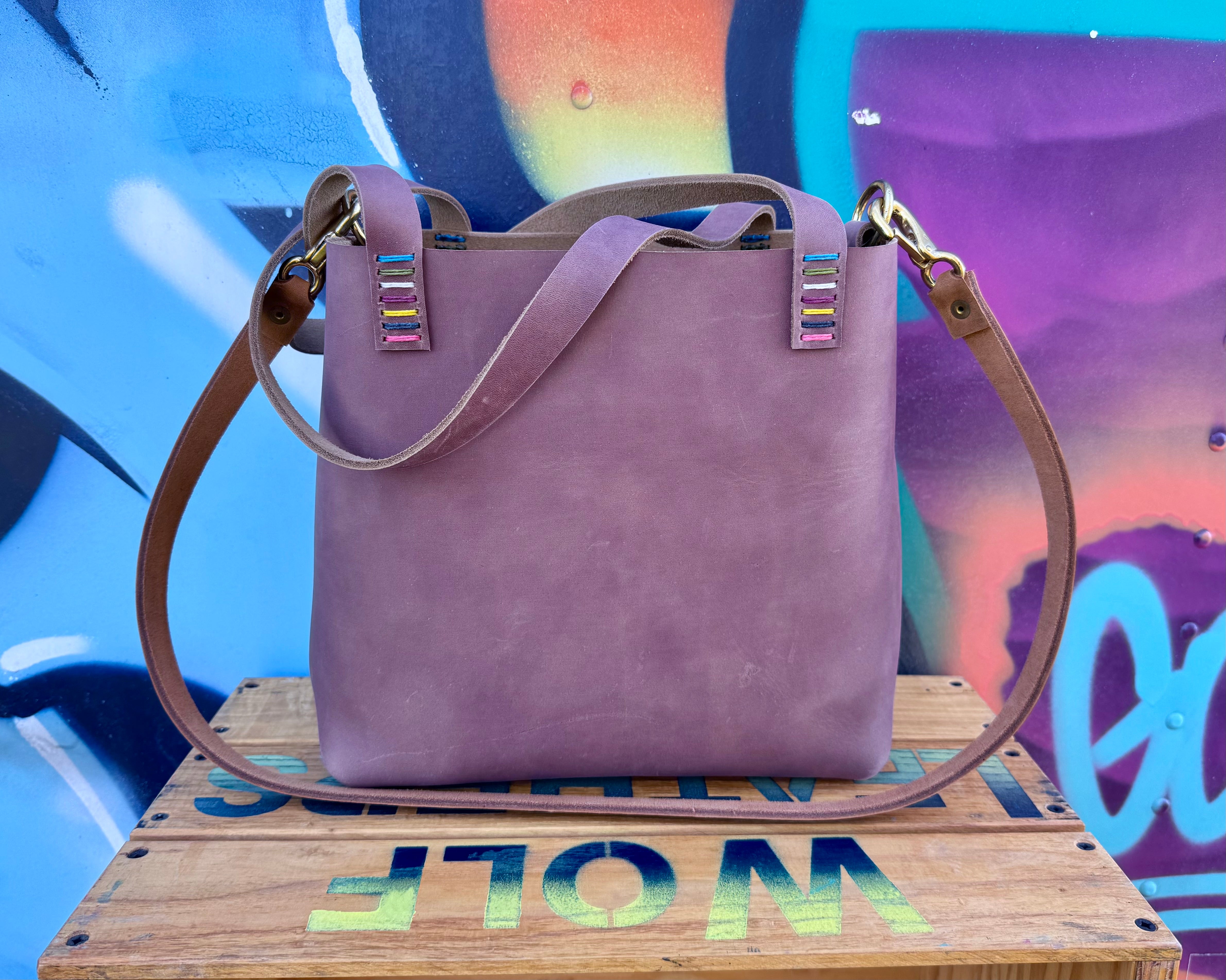 Mini Leather Crossbody Tote Bag