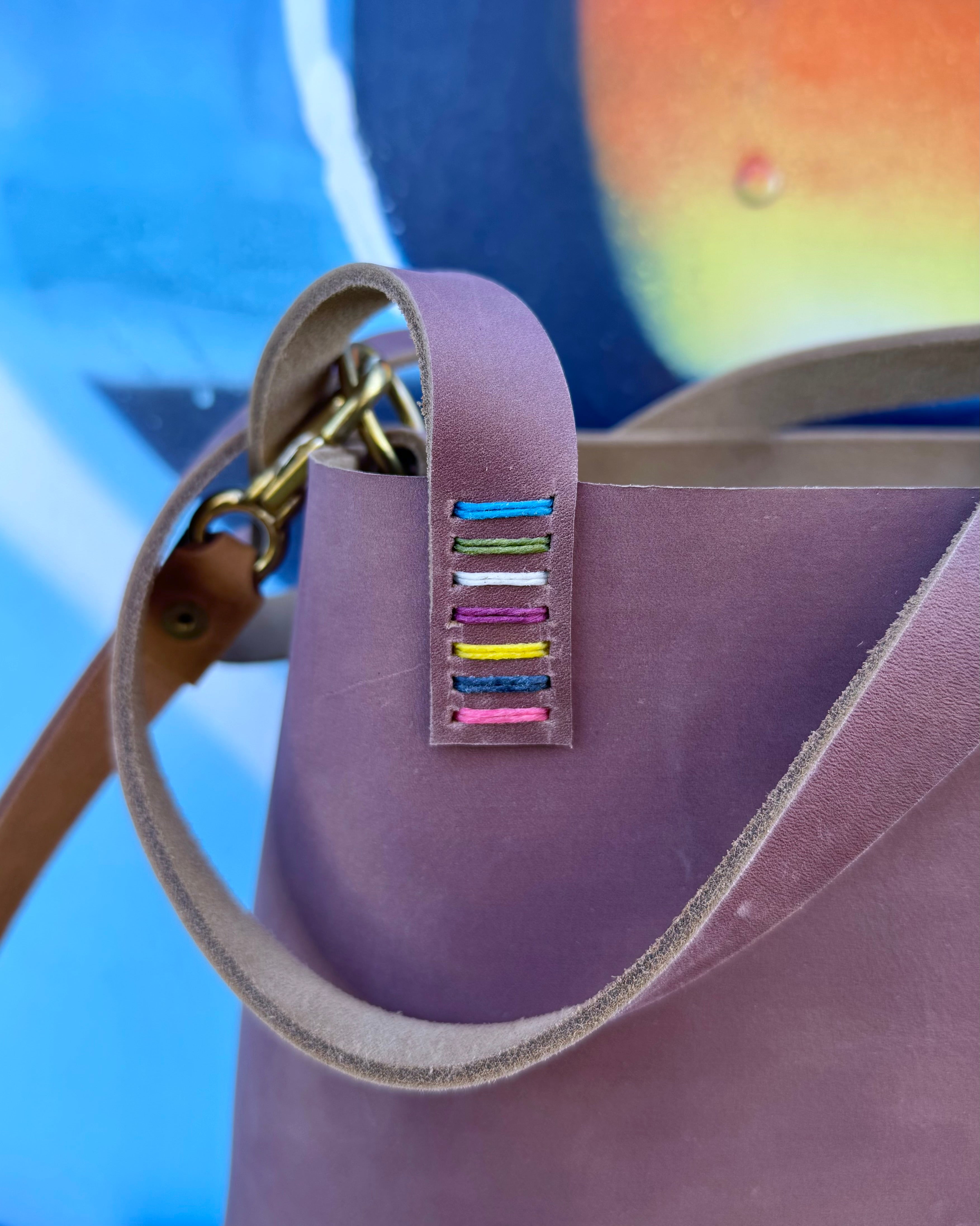 Mini Leather Crossbody Tote Bag