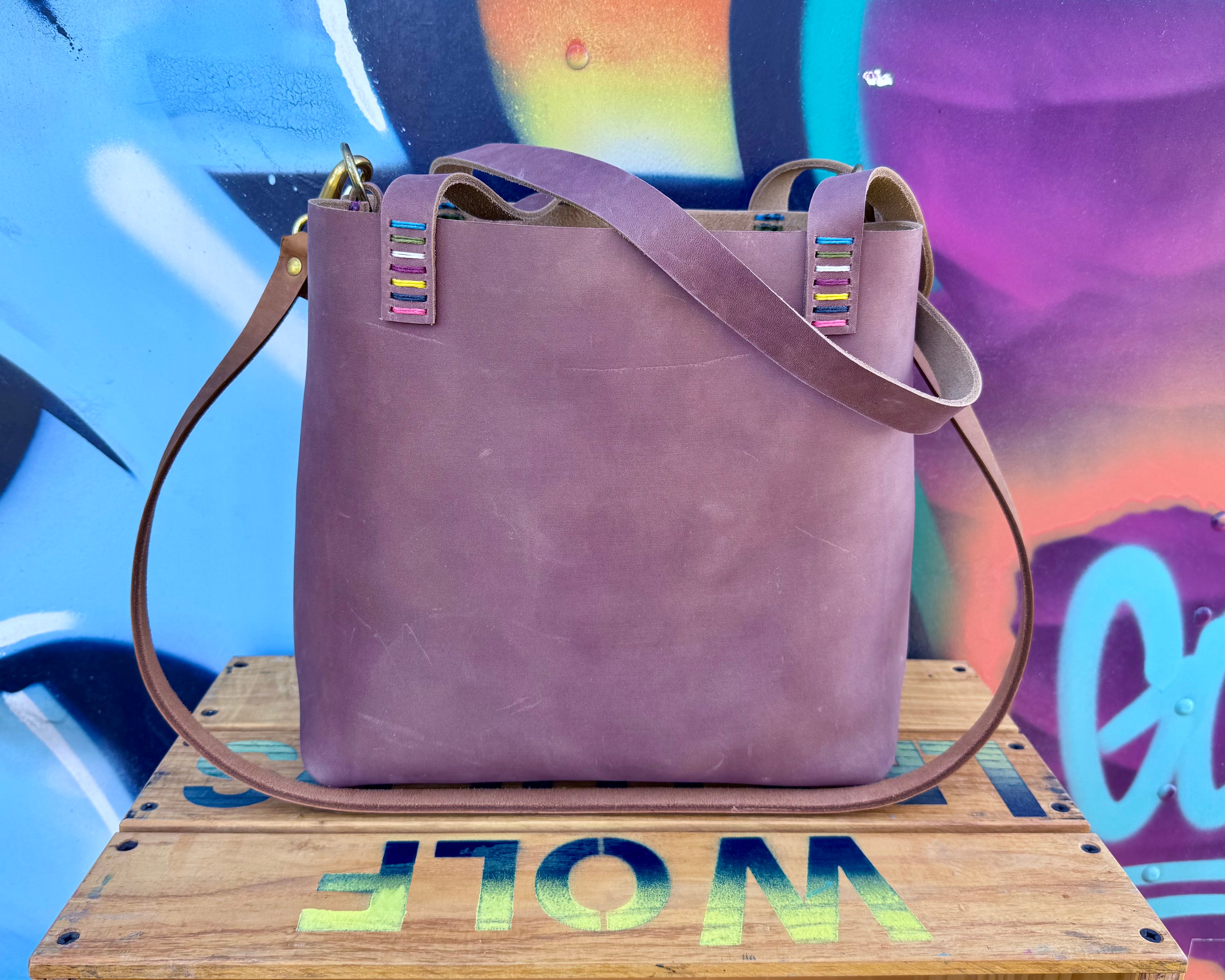 Mini Leather Crossbody Tote Bag