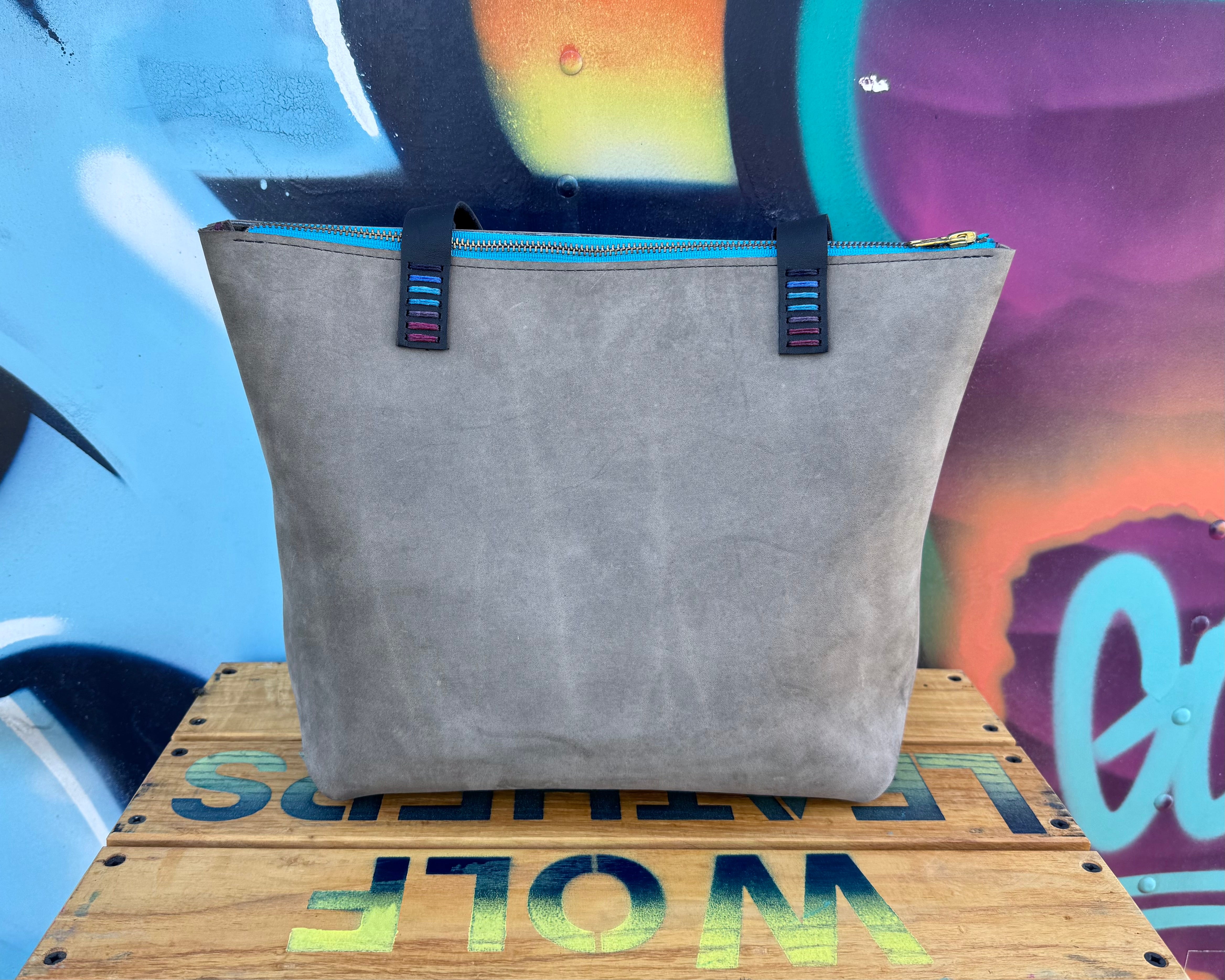 Mini Leather Zipper Tote Bag