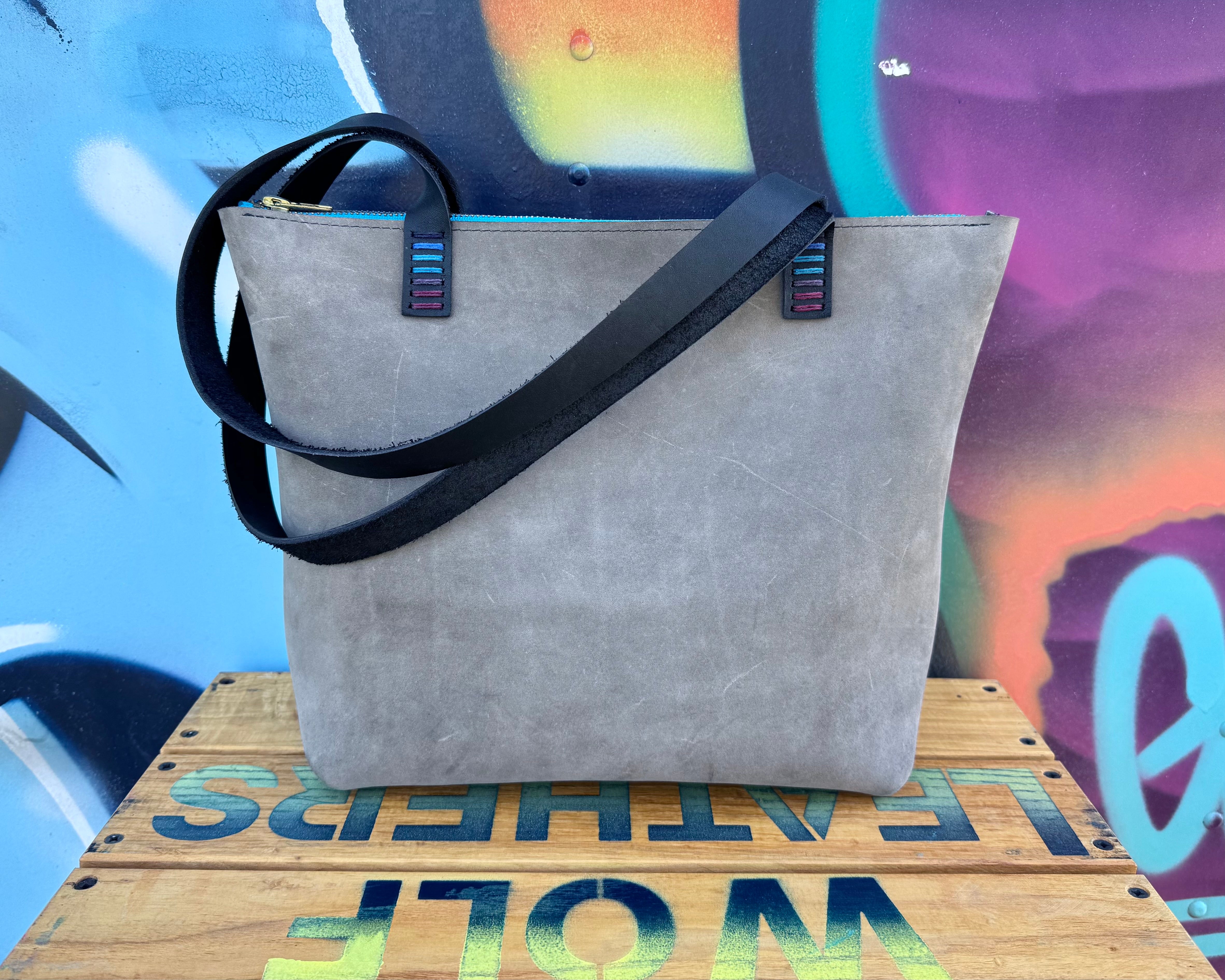 Mini Leather Zipper Tote Bag