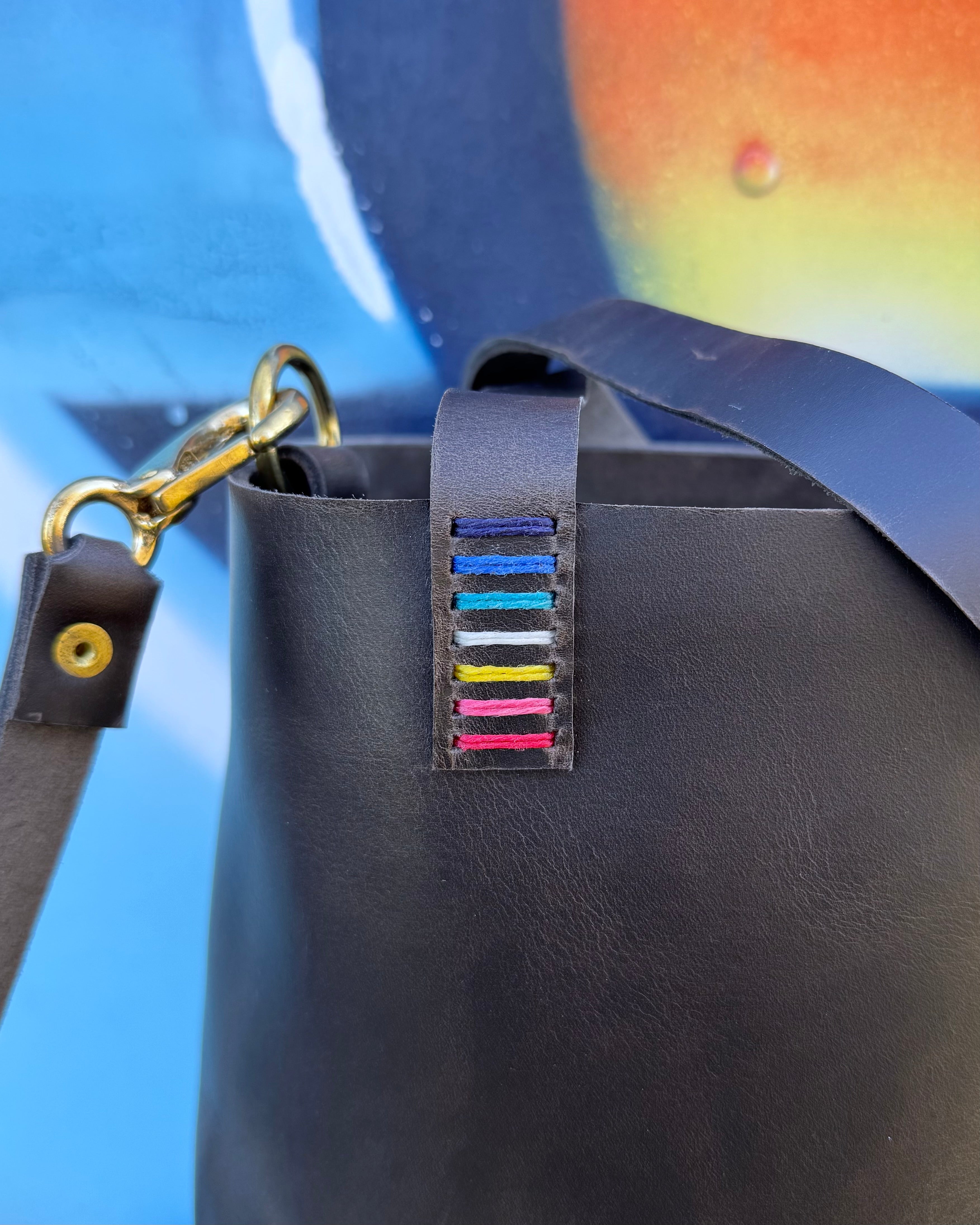 Mini Leather Crossbody Tote Bag