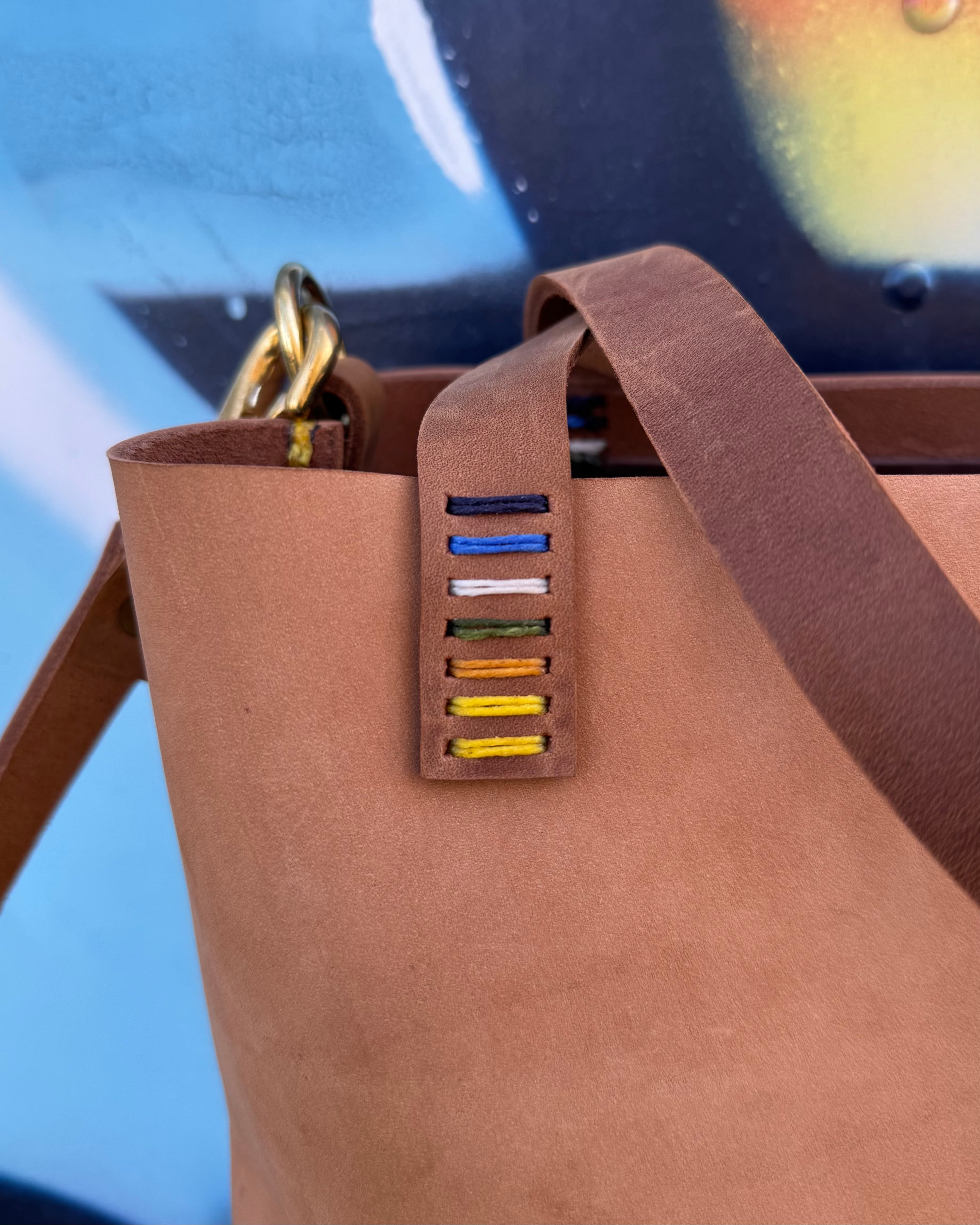 Mini Leather Crossbody Tote Bag