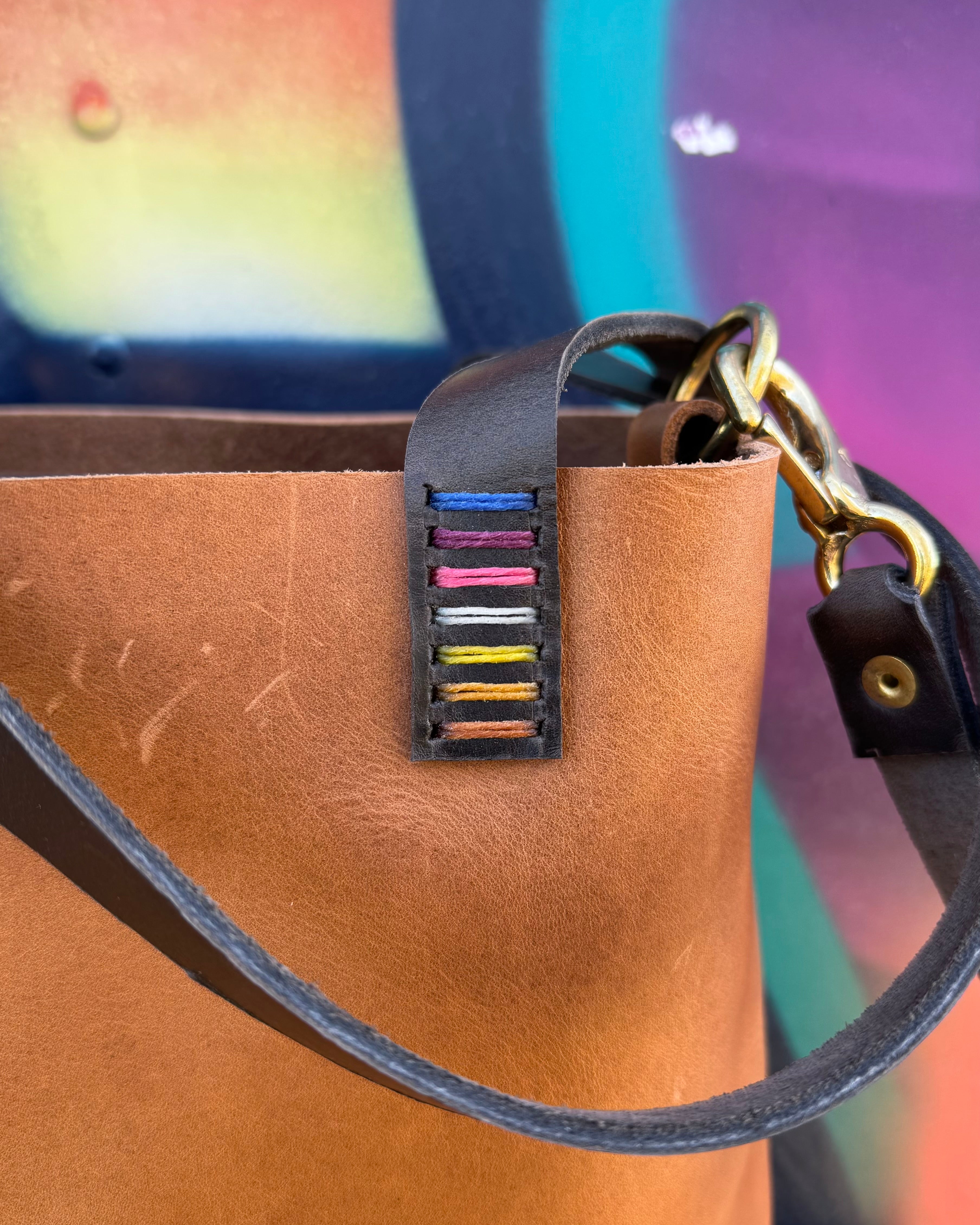 Mini Leather Crossbody Tote Bag