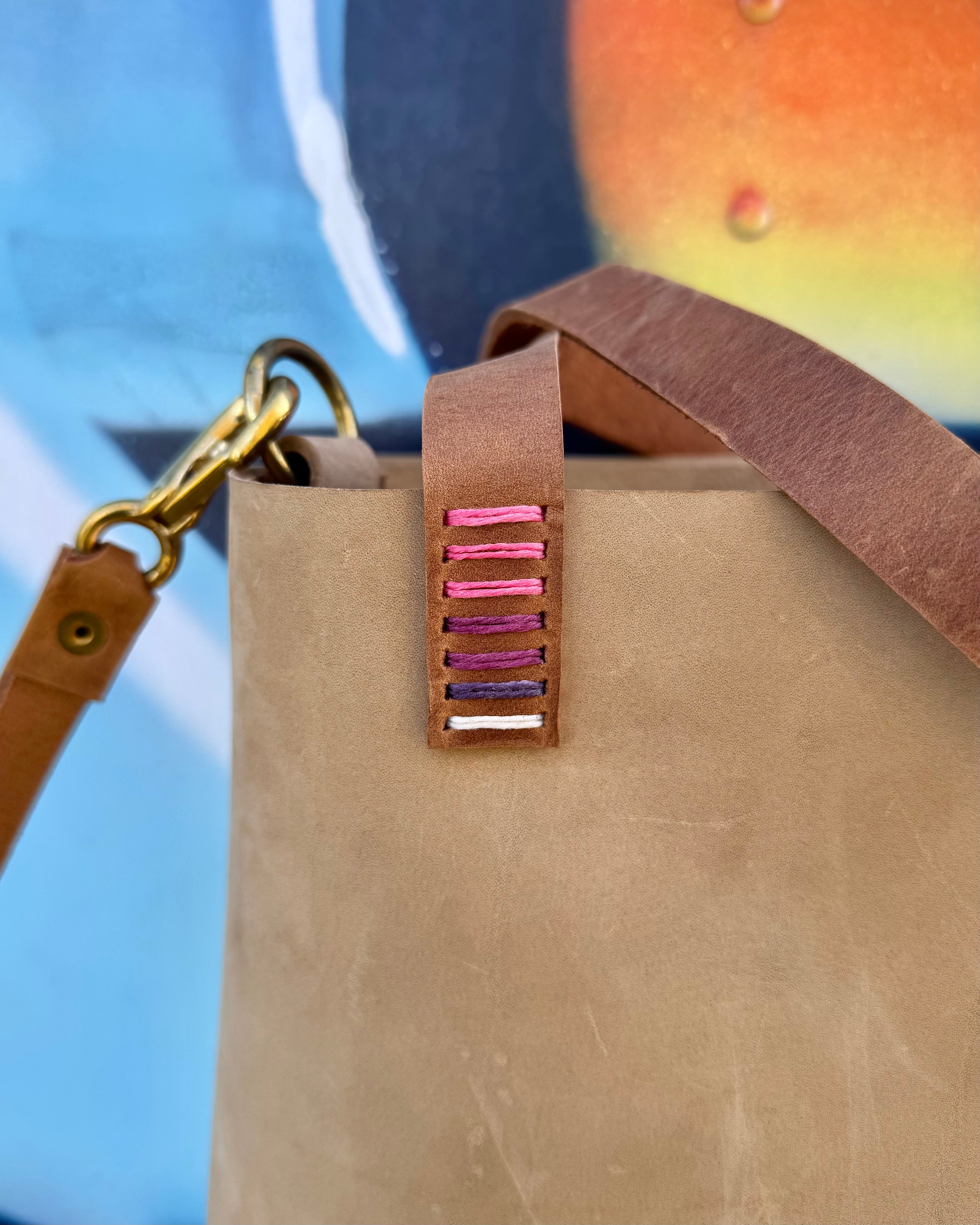 Mini Leather Crossbody Tote Bag