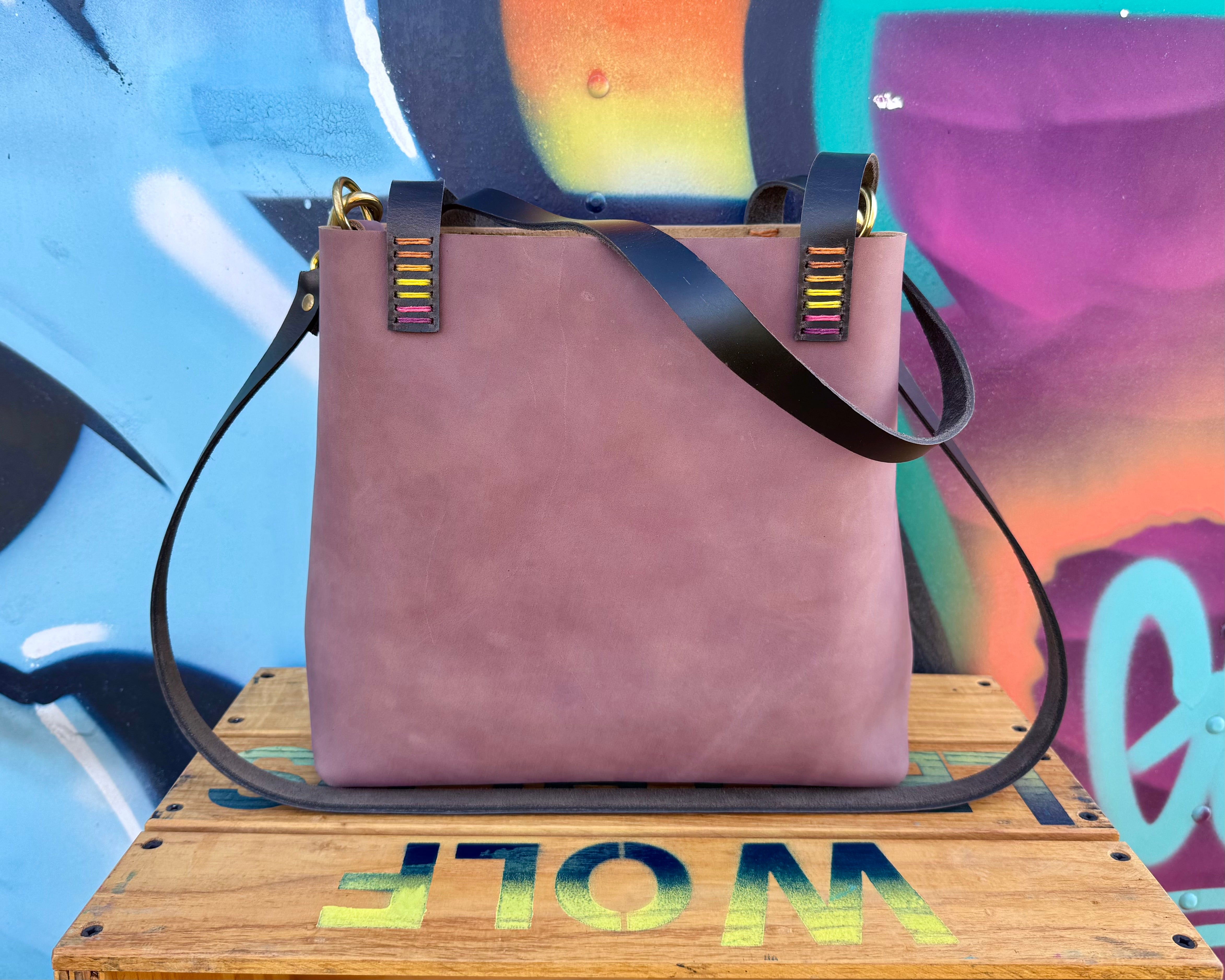 Mini Leather Crossbody Tote Bag