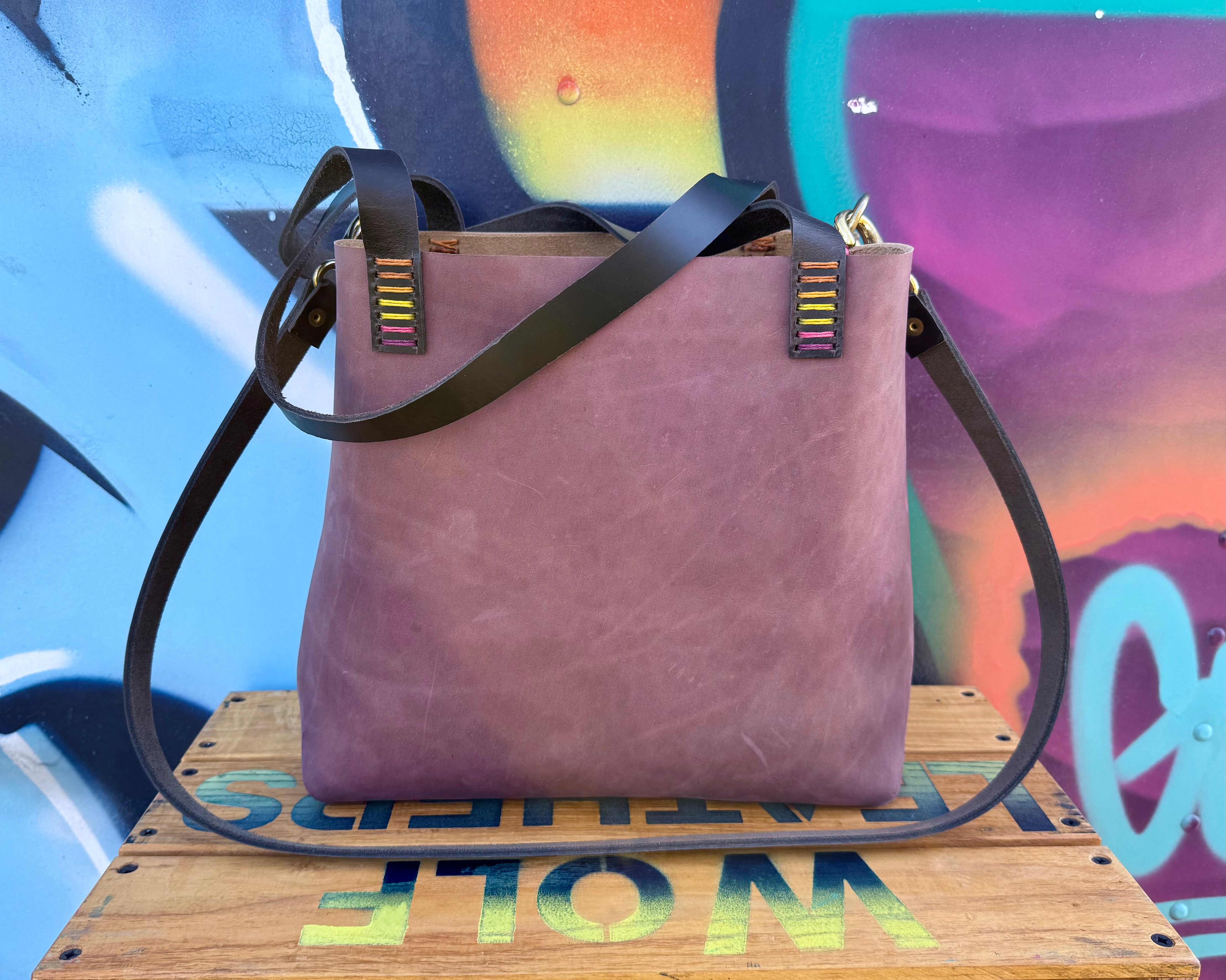 Mini Leather Crossbody Tote Bag