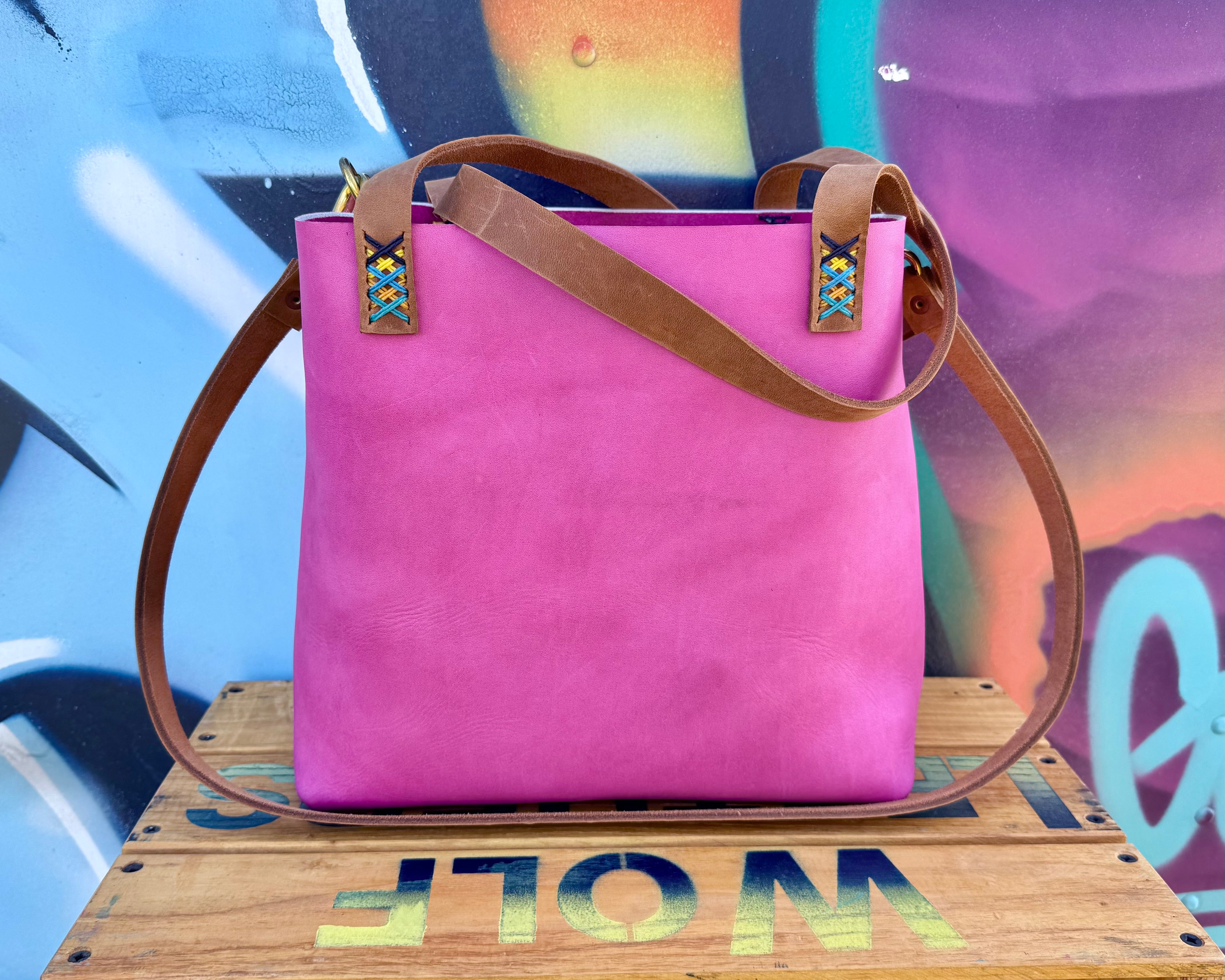 Mini Leather Crossbody Tote Bag