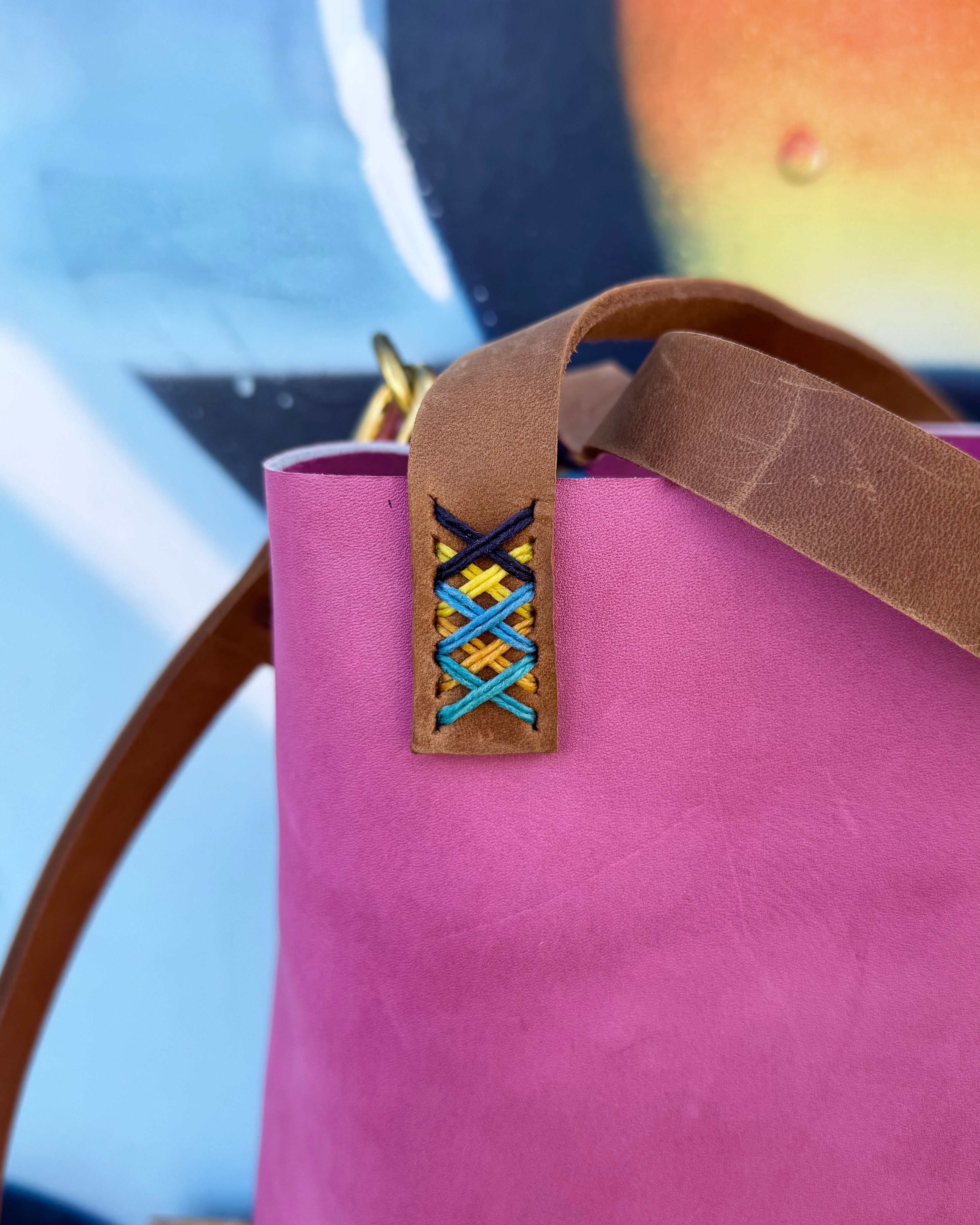 Mini Leather Crossbody Tote Bag