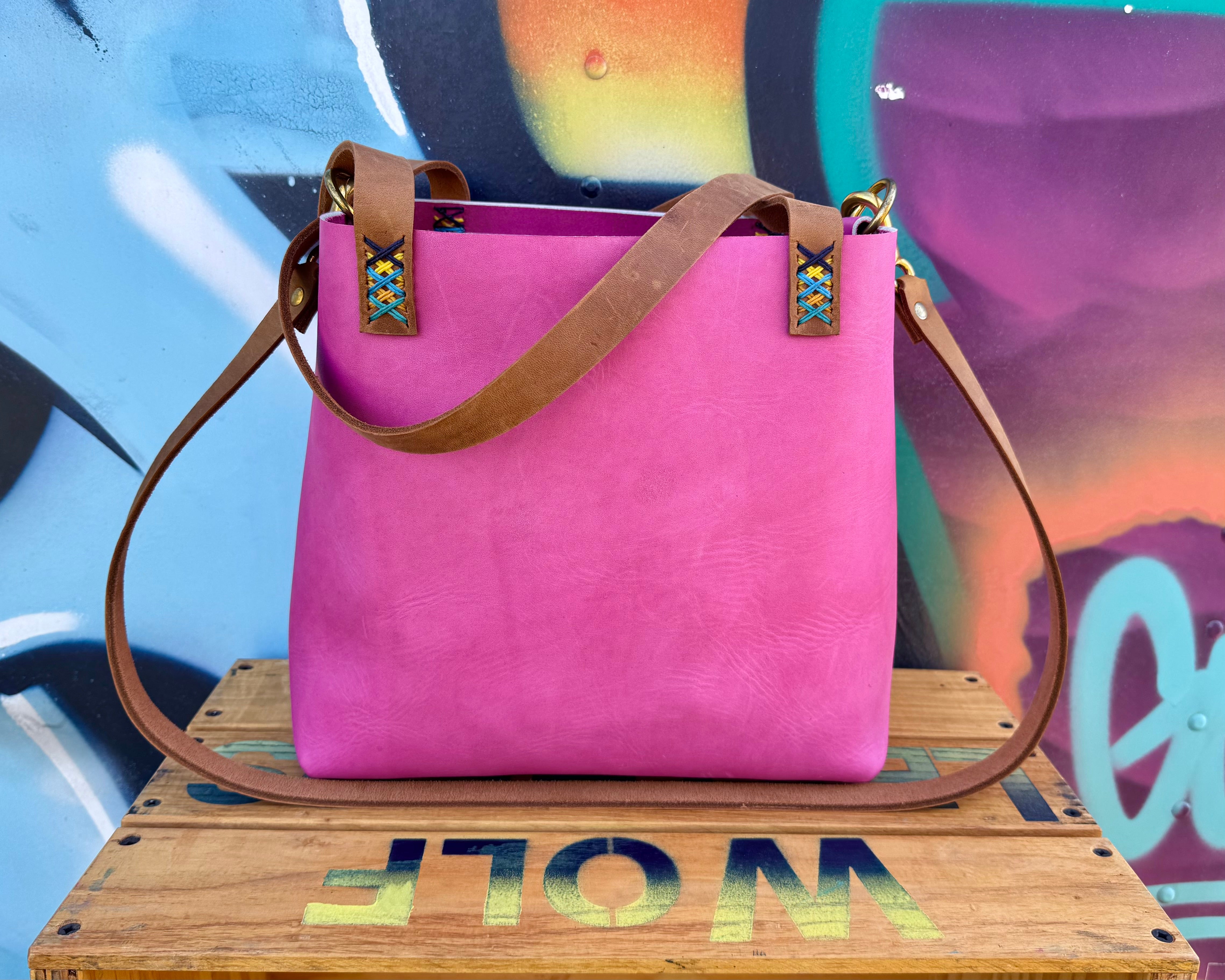 Mini Leather Crossbody Tote Bag