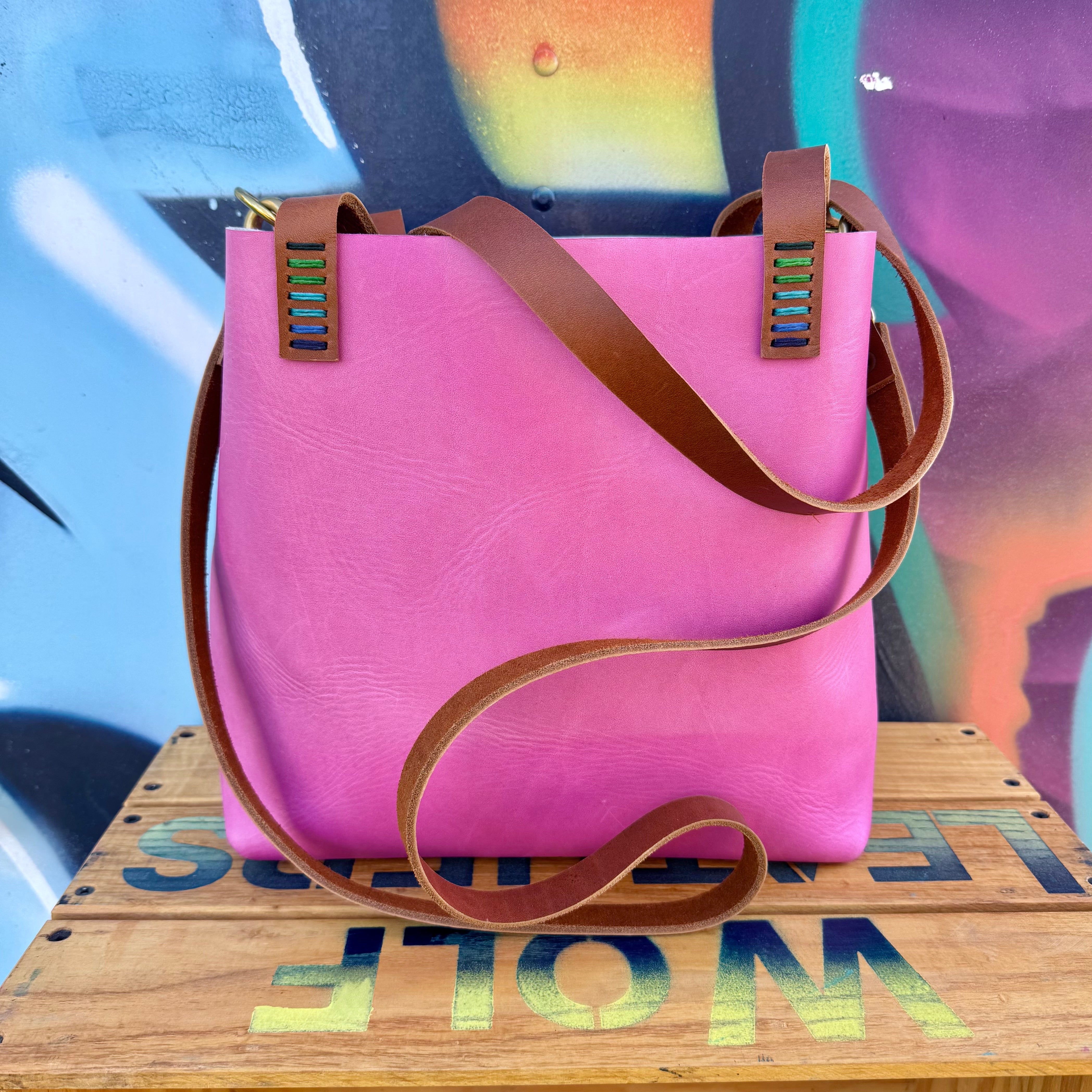 Mini Leather Crossbody Tote Bag