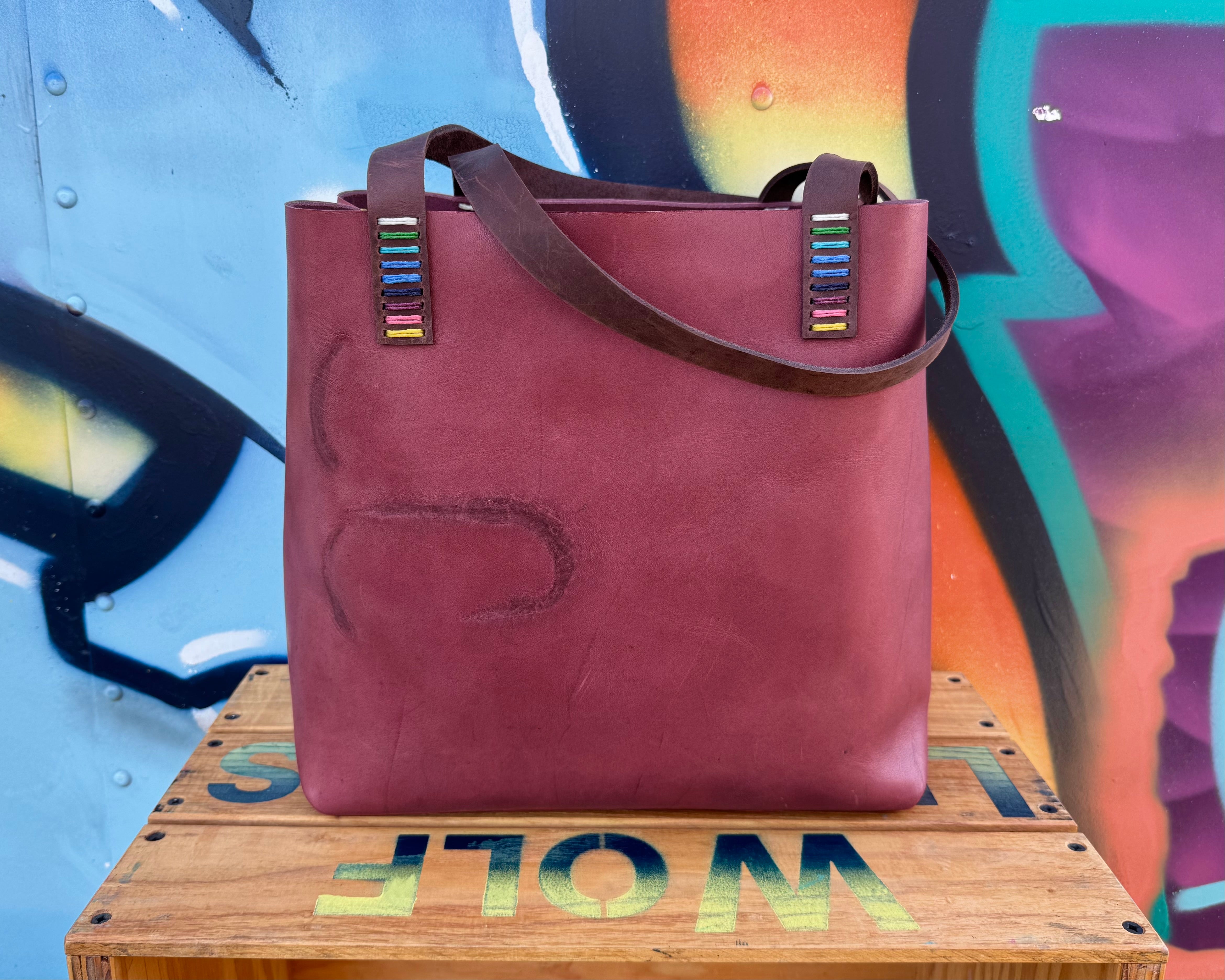 Branded Leather Tote Bag