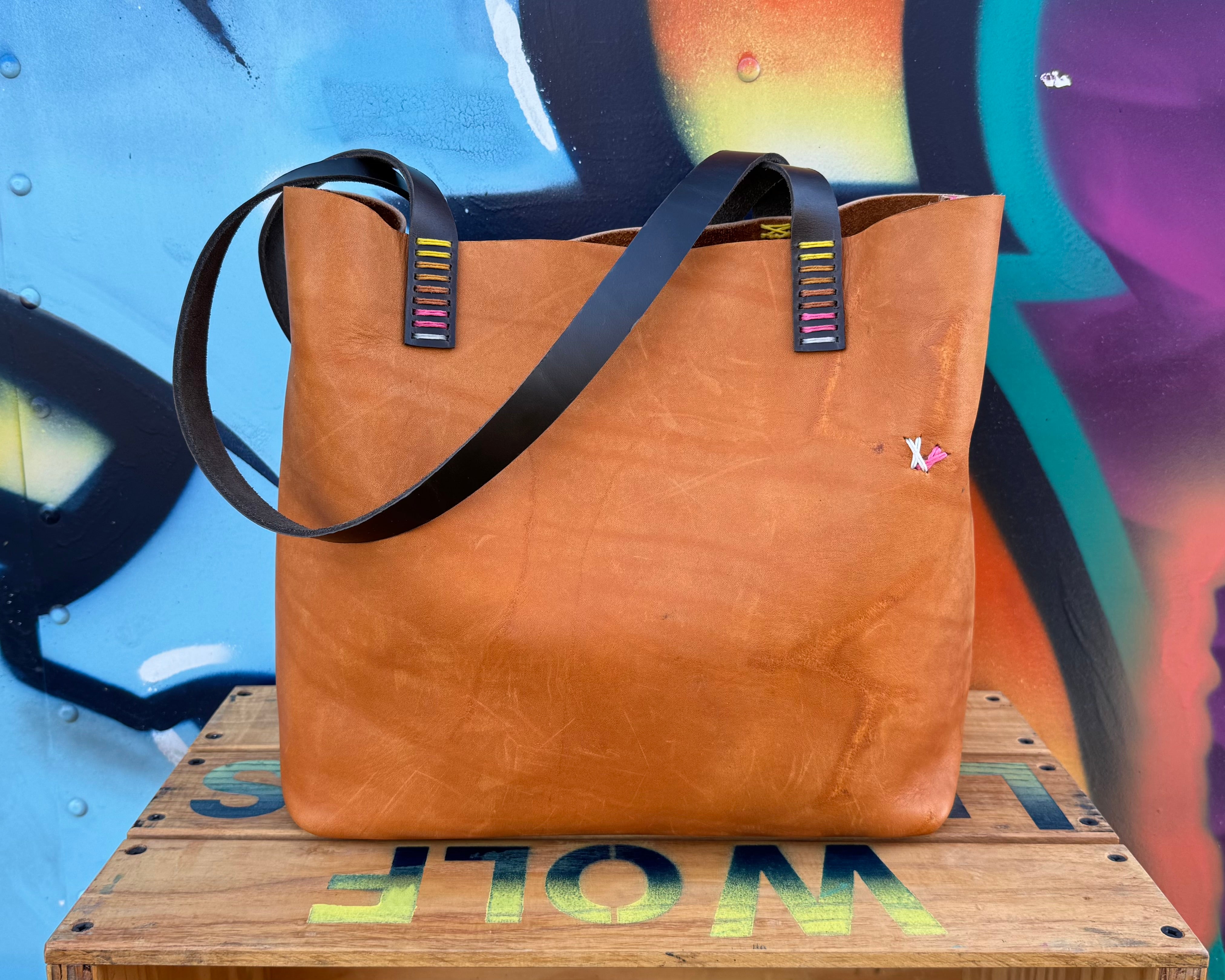 Branded Leather Tote Bag