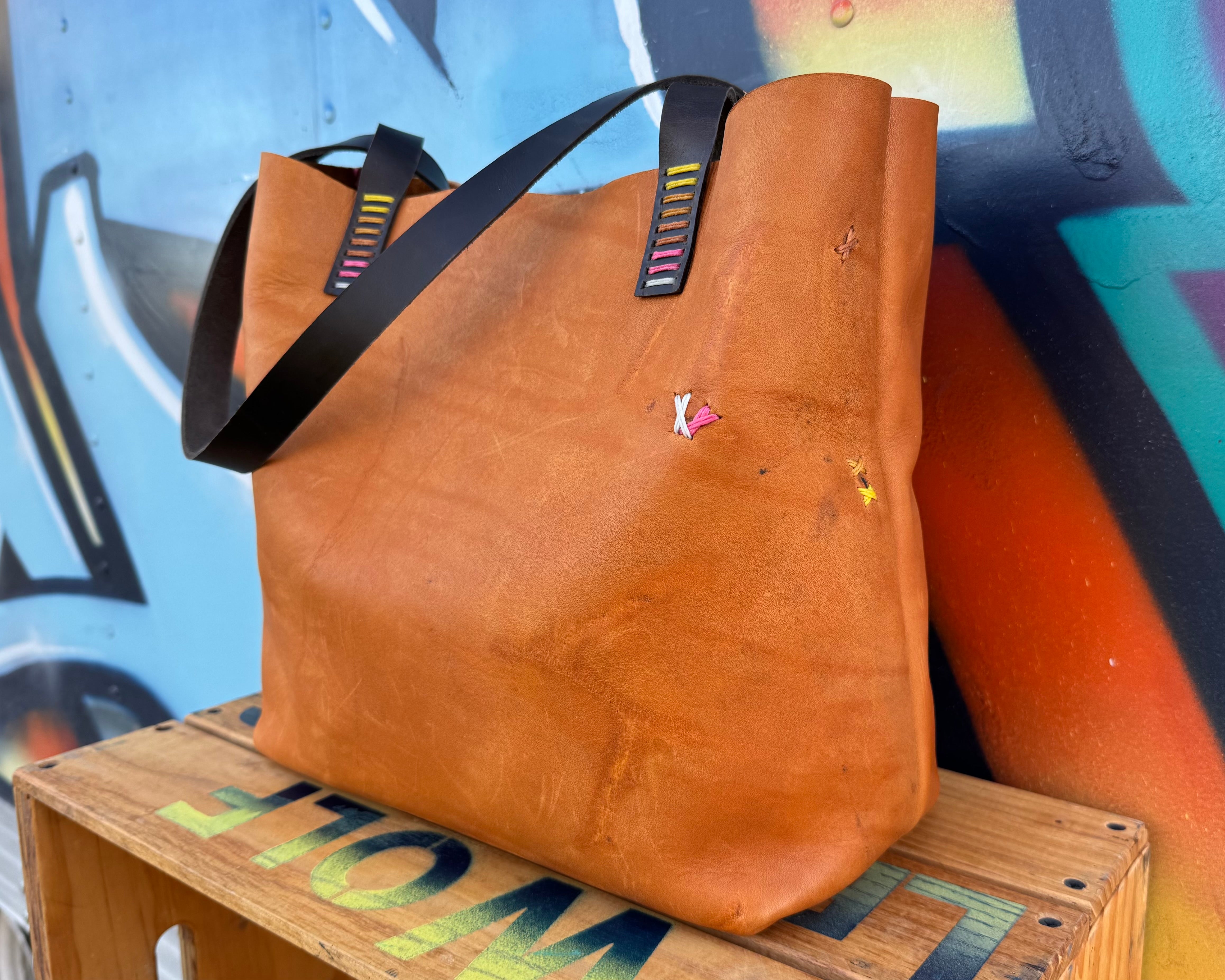 Branded Leather Tote Bag