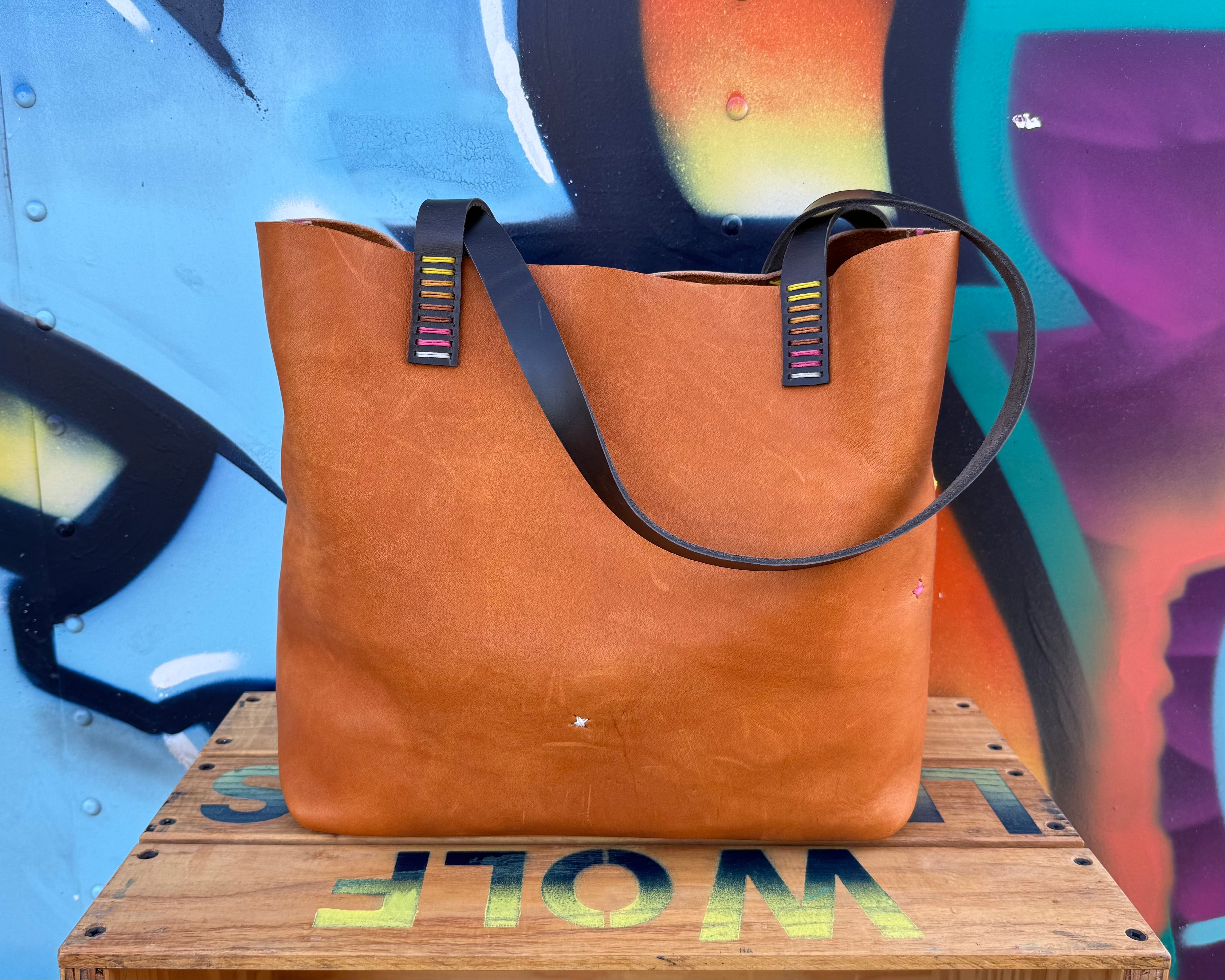 Branded Leather Tote Bag