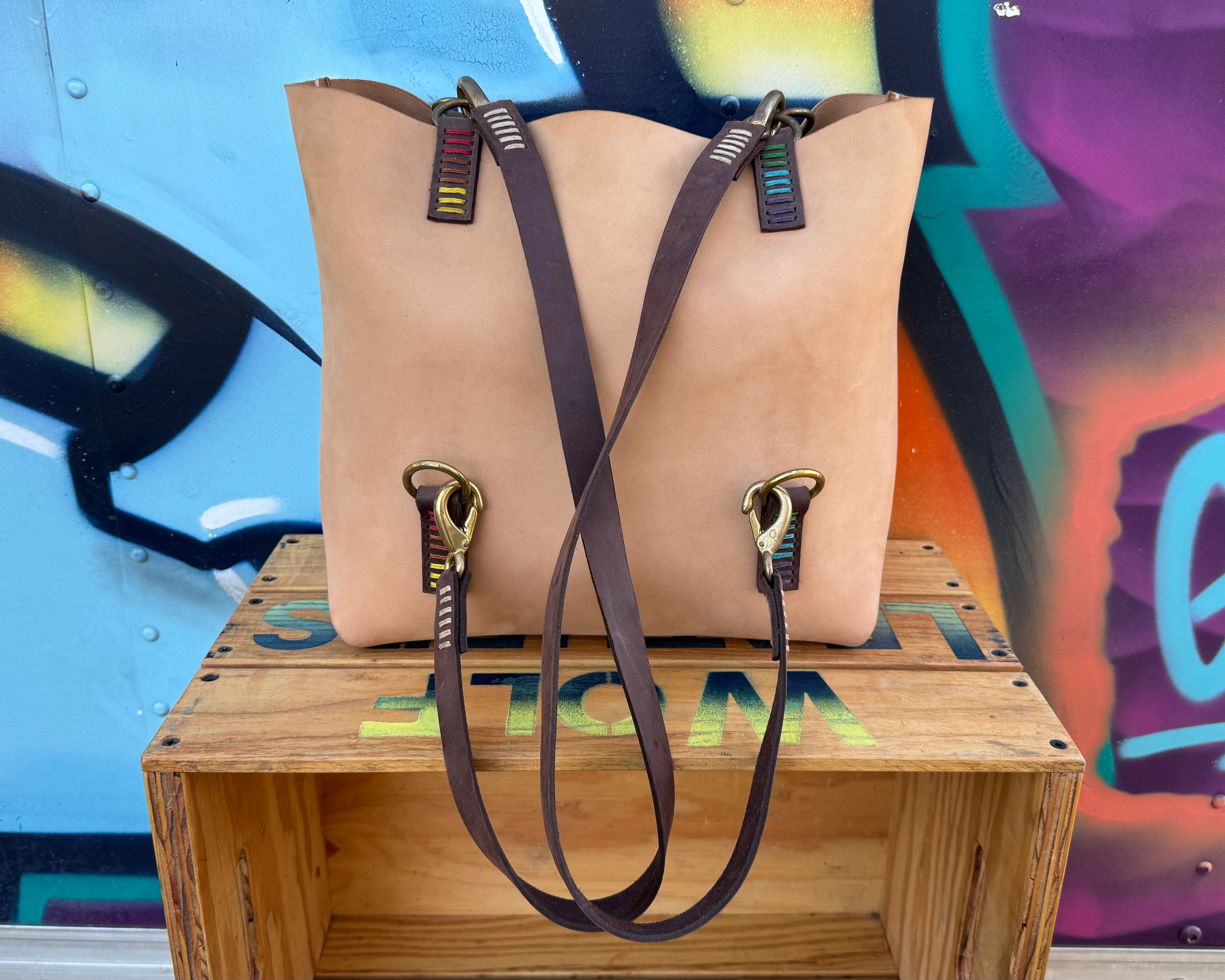 Branded Leather Backpack Tote