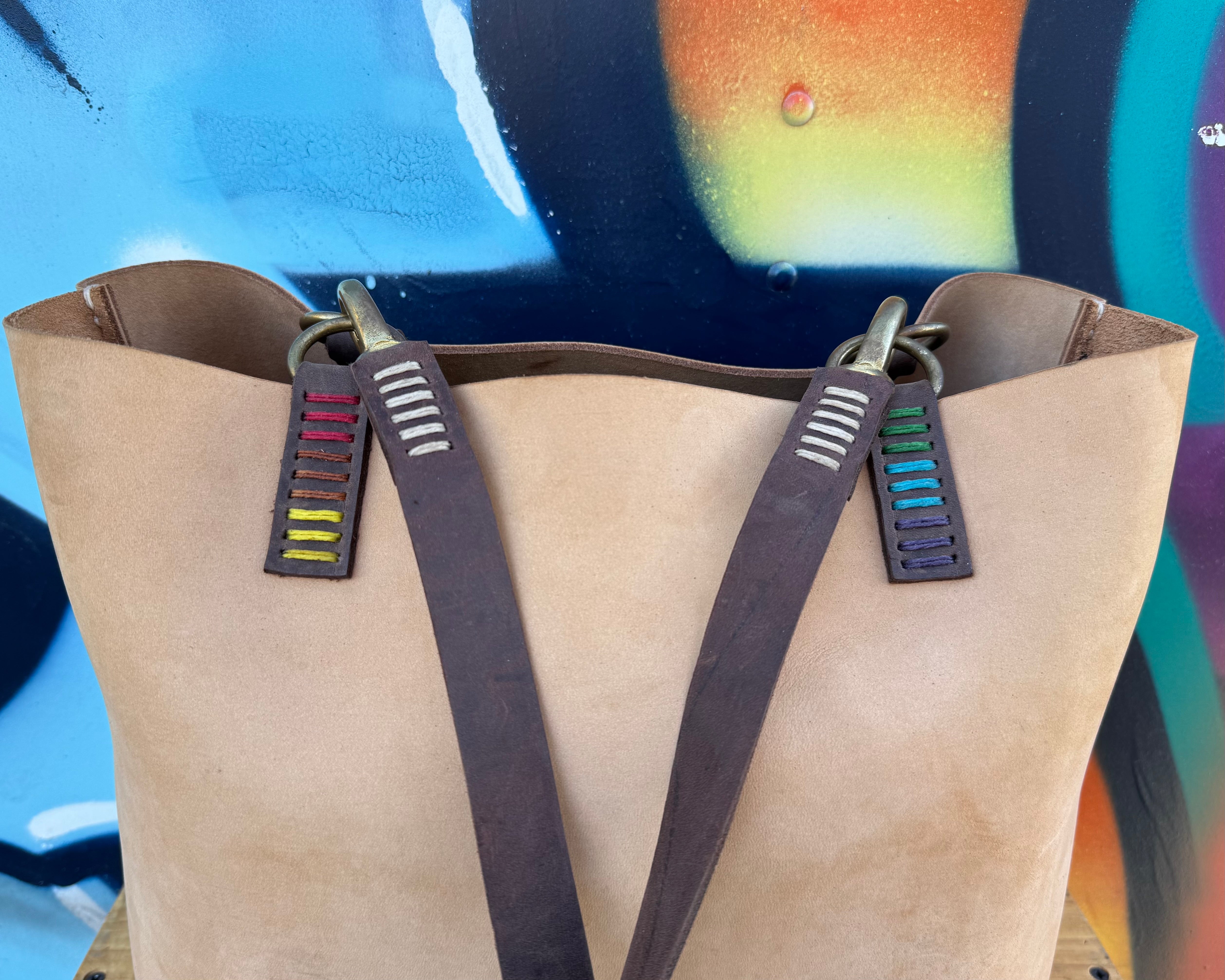 Branded Leather Backpack Tote