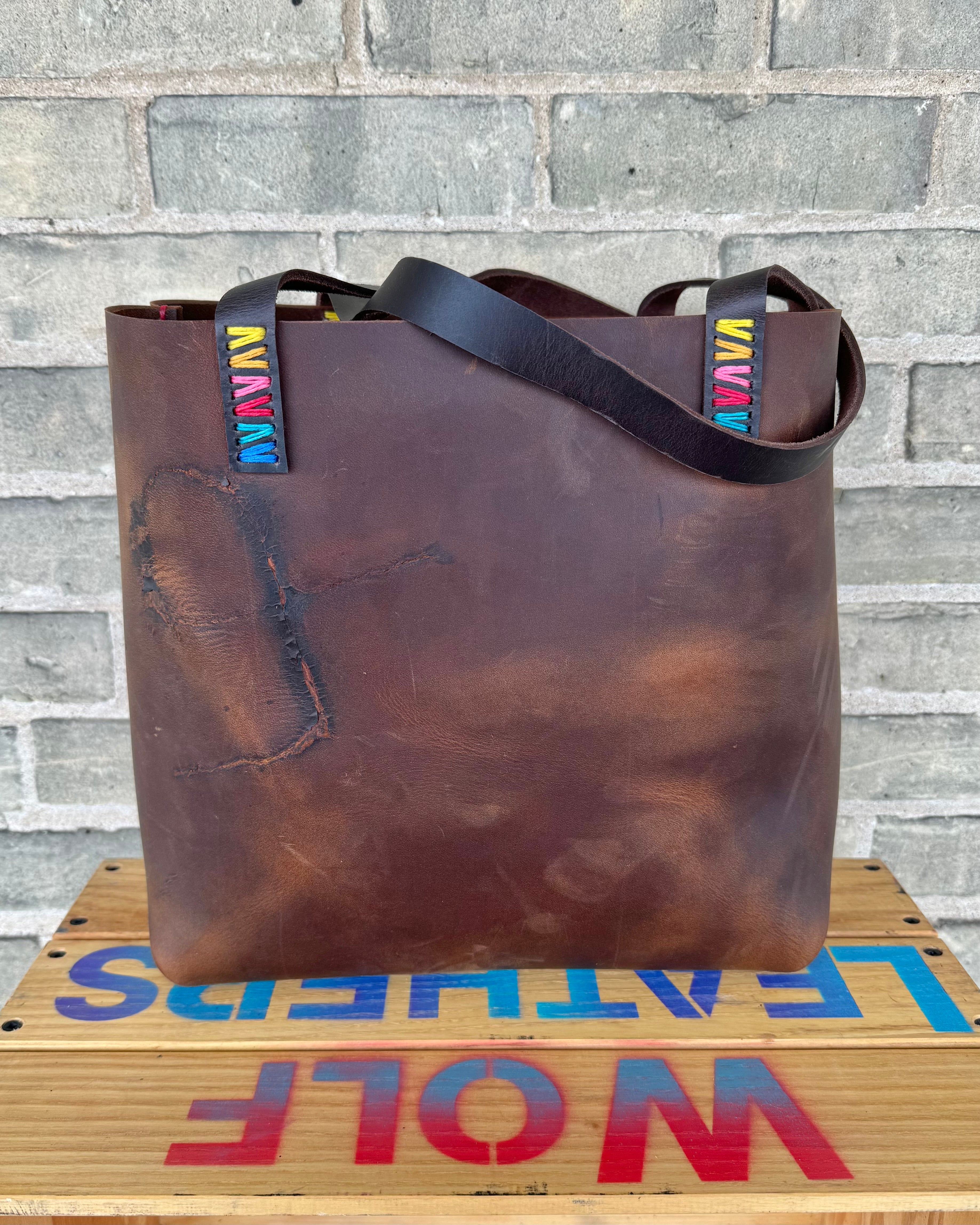 Branded Leather Tote Bag