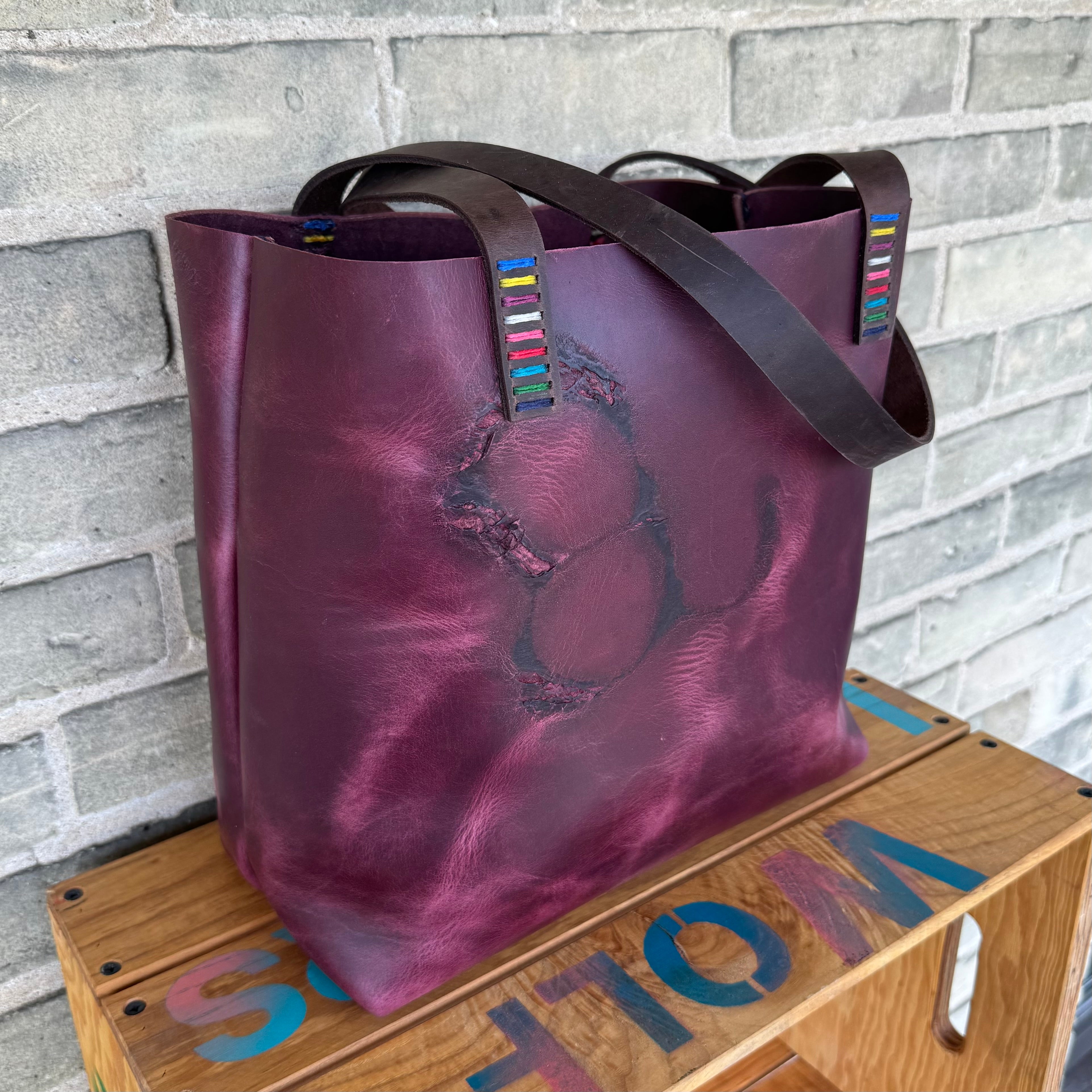 Branded Leather Tote Bag