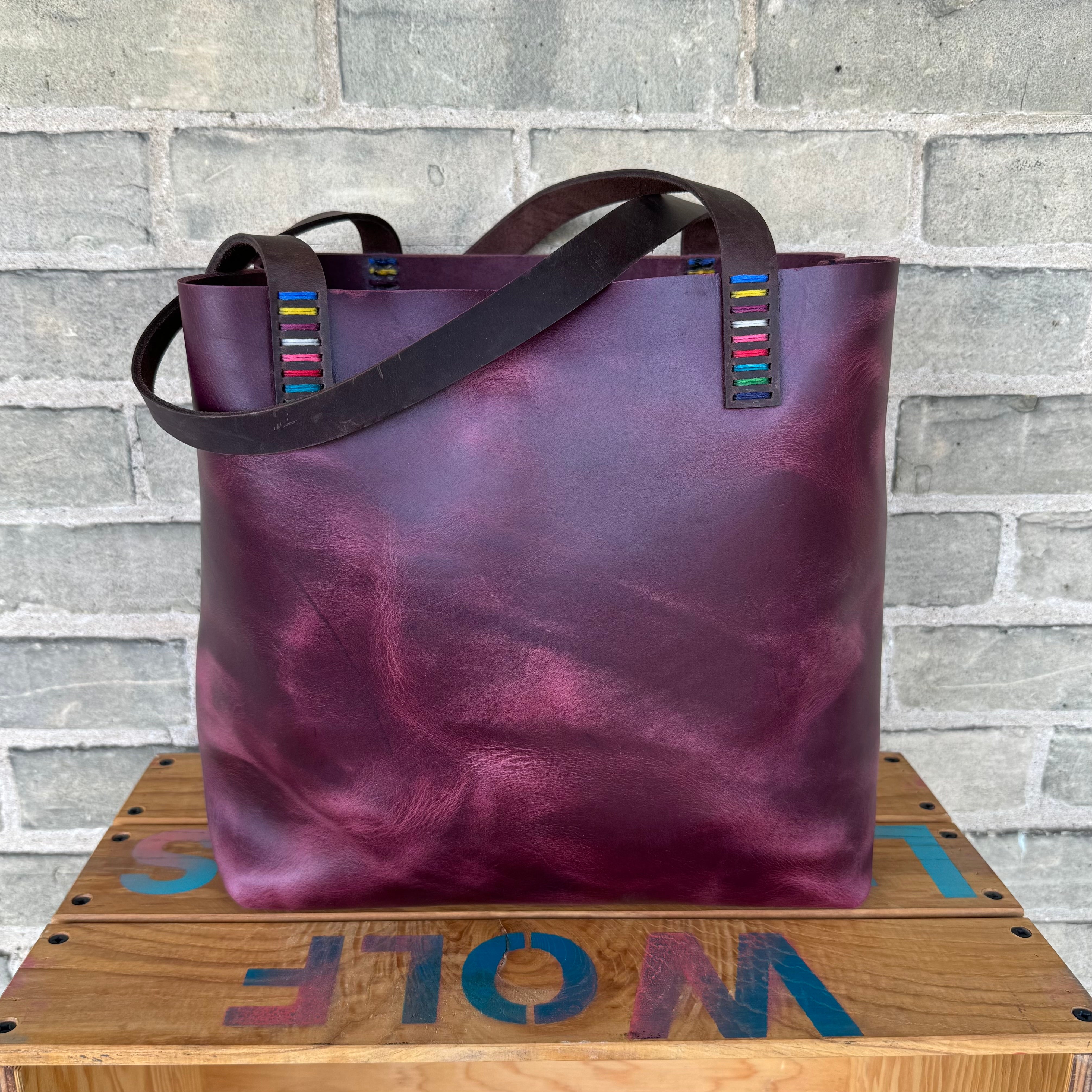 Branded Leather Tote Bag