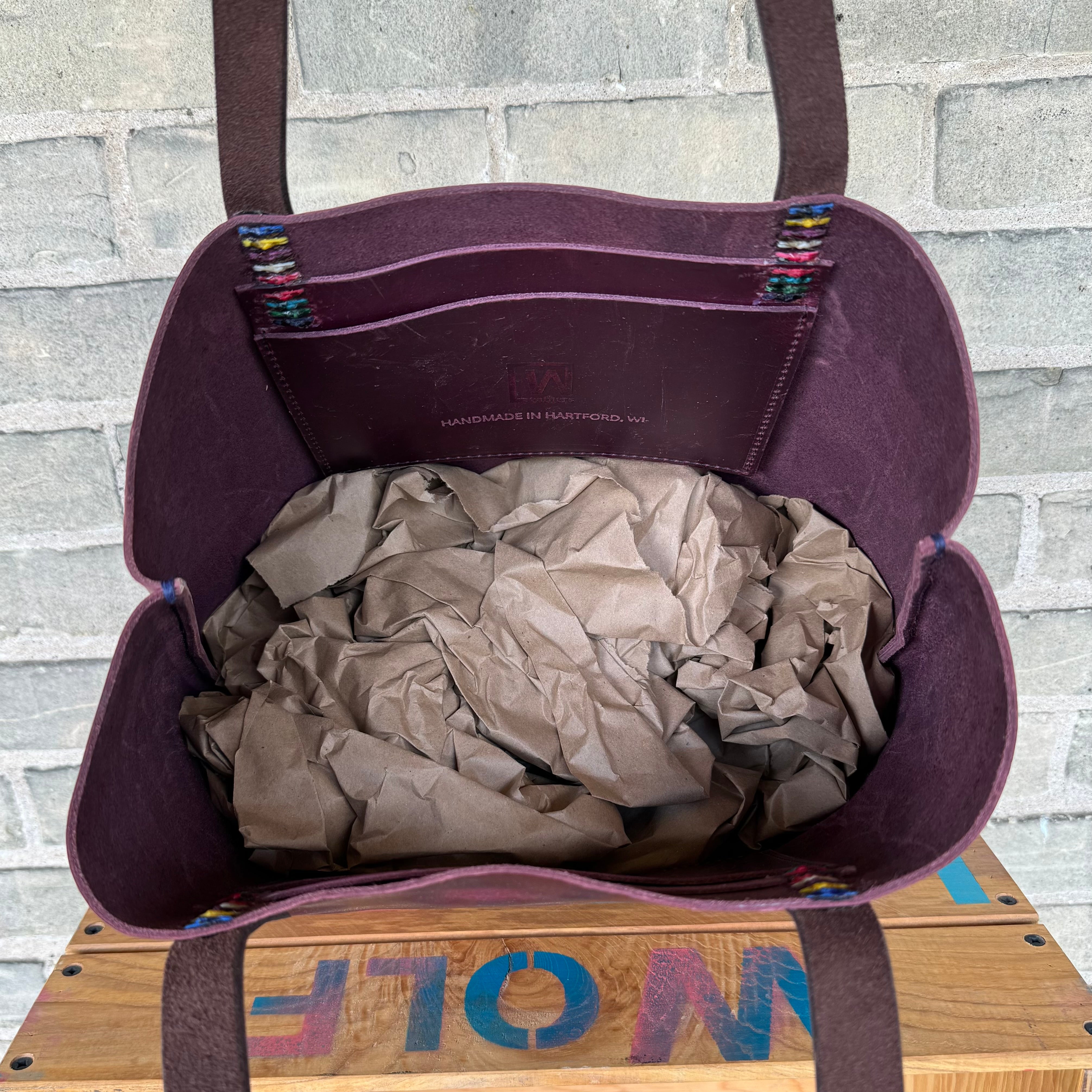 Branded Leather Tote Bag