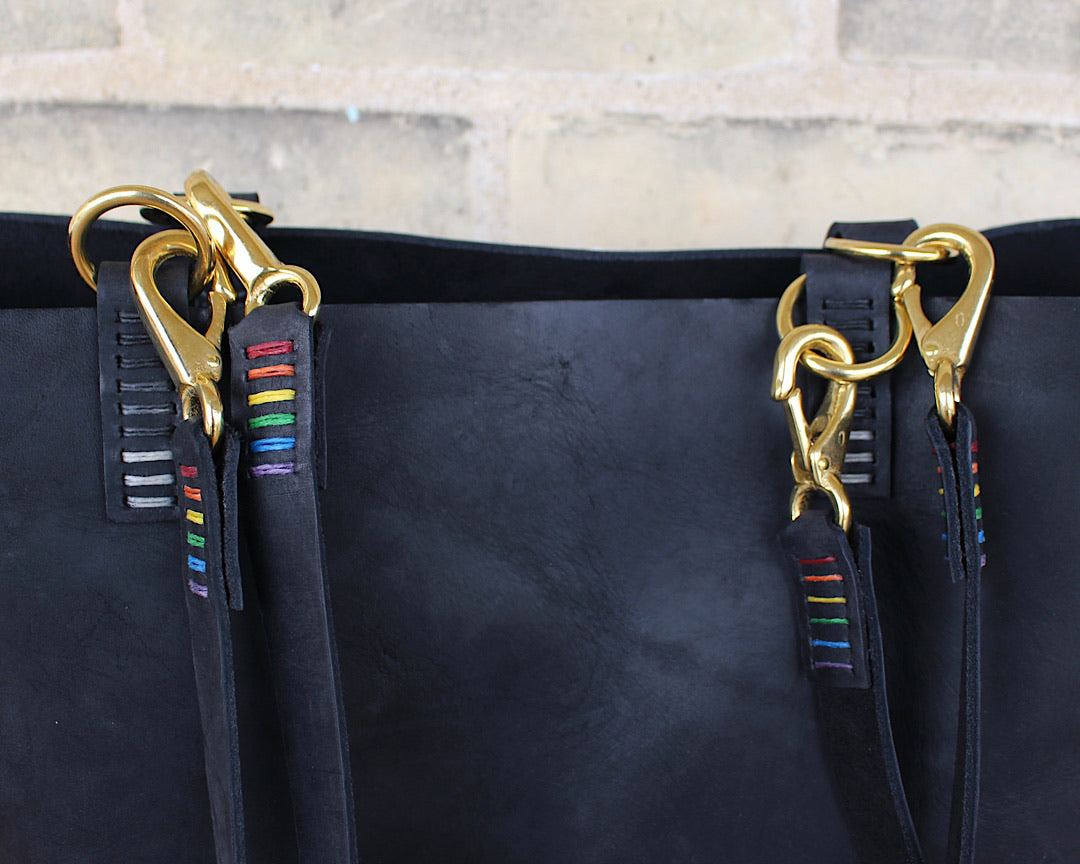 Rainbow Leather Backpack Tote