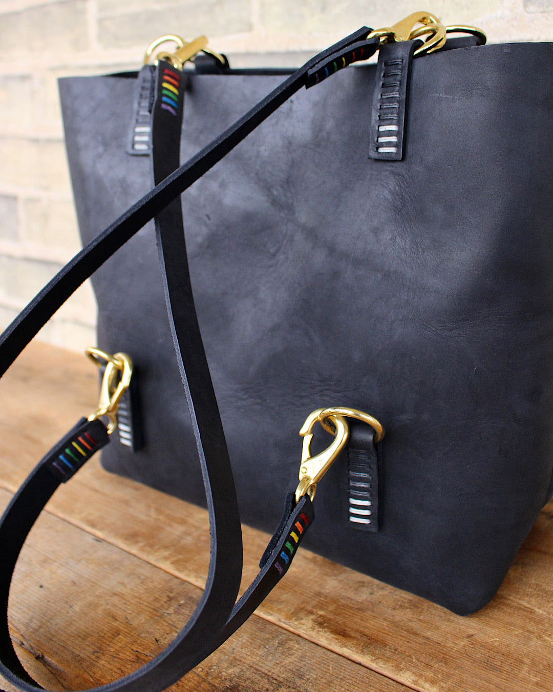 Rainbow Leather Backpack Tote